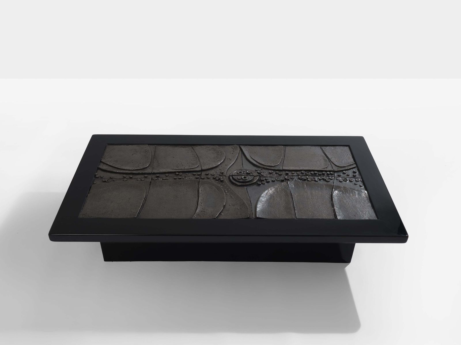 Belgian Brutalist Ceramic Lacquer Coffee Table Erik Deforce 1977 photo for sale