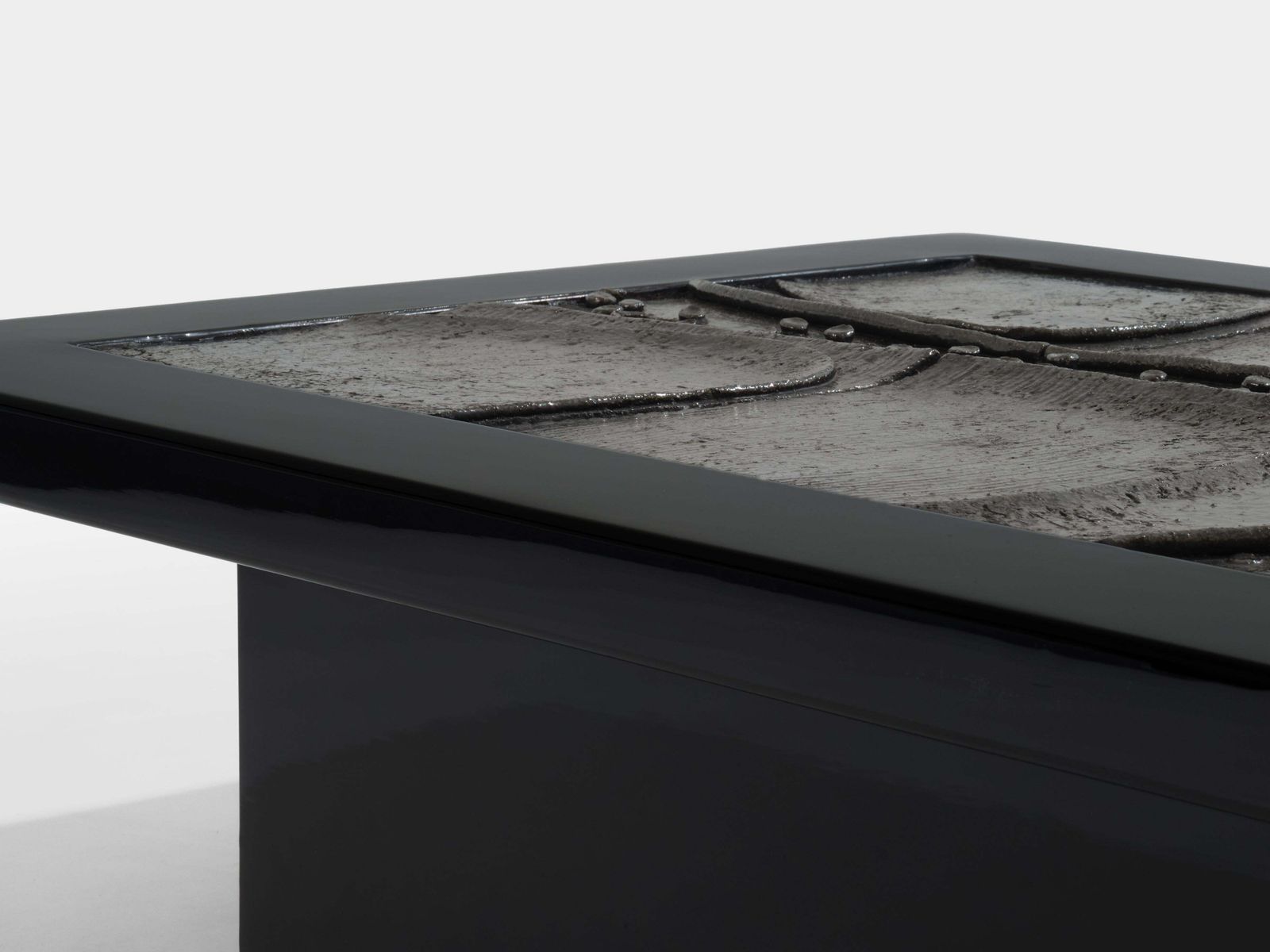 Belgian Brutalist Ceramic Lacquer Coffee Table Erik Deforce 1977 photo vinterior