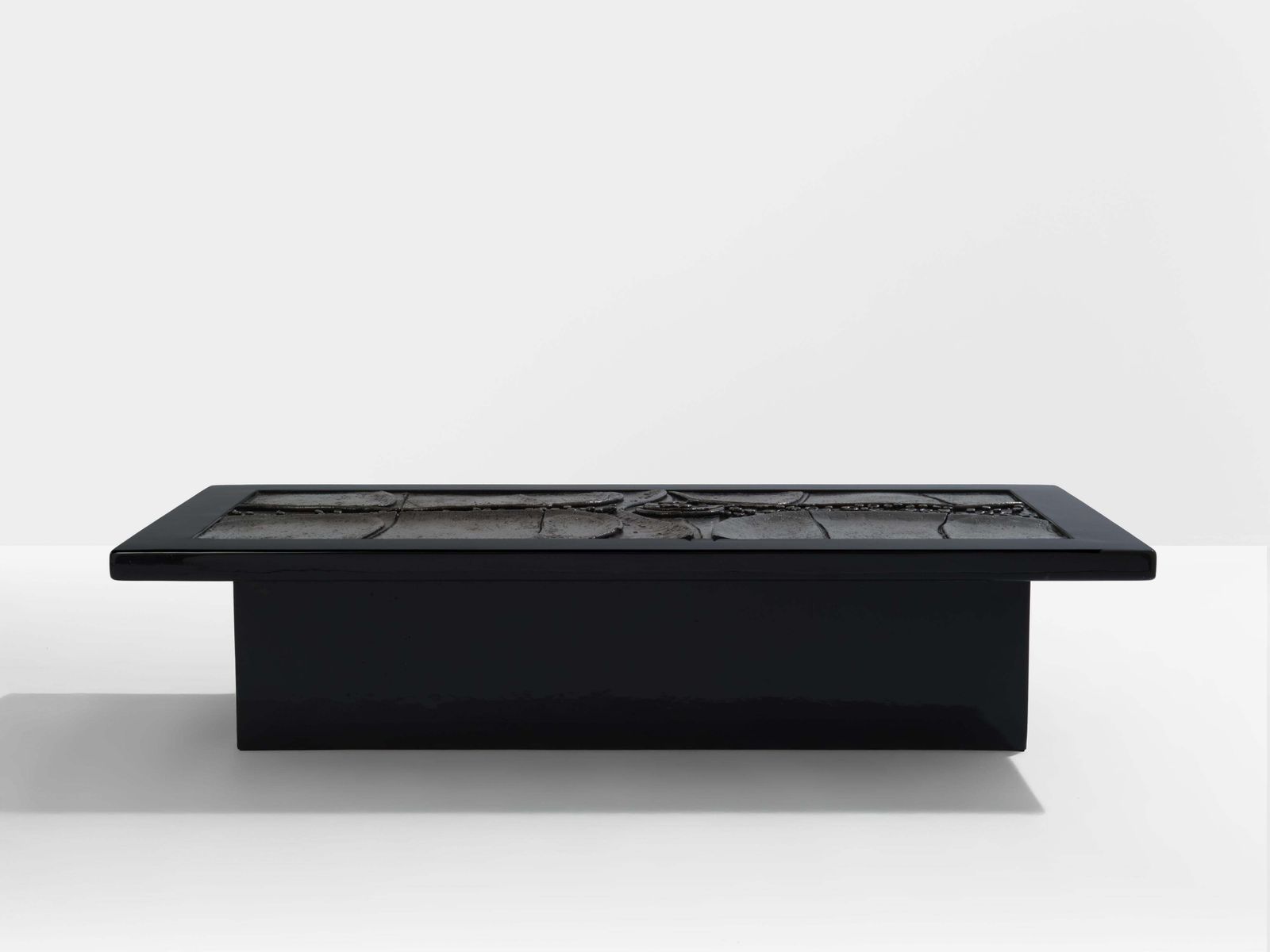 Belgian Brutalist Ceramic Lacquer Coffee Table Erik Deforce 1977 photo buy
