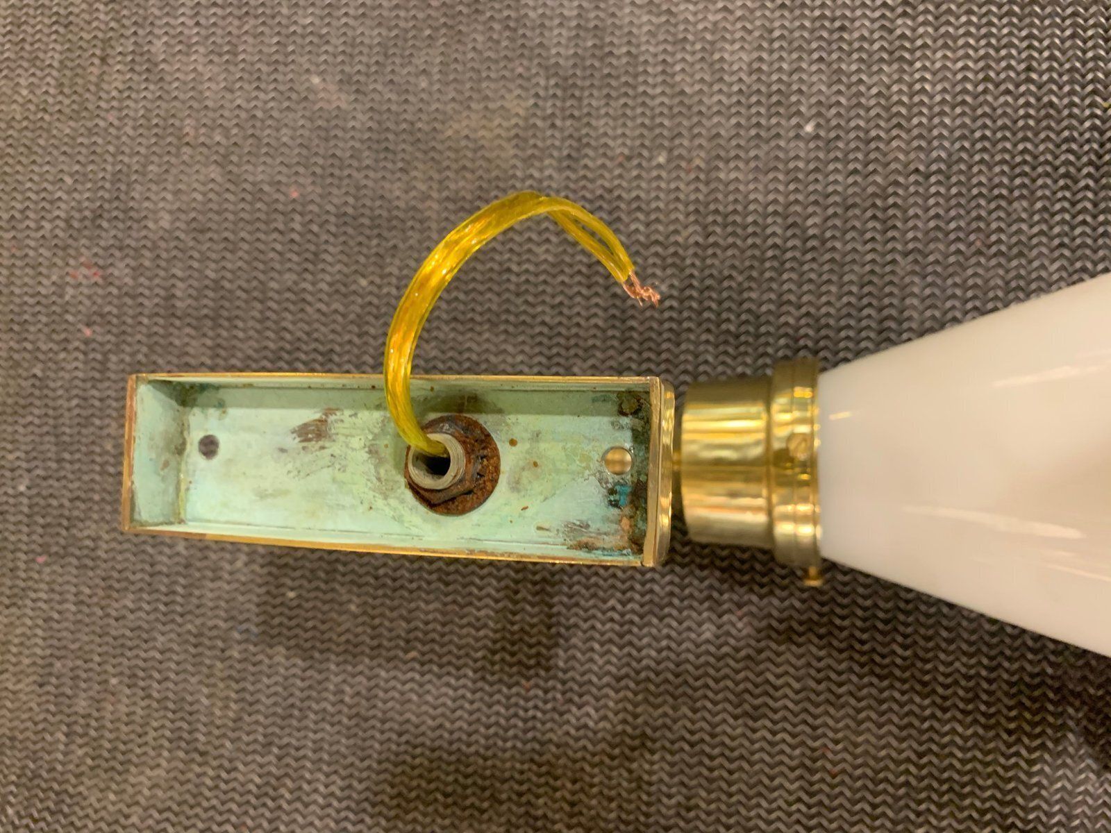 Italian Art Deco Brass Wall Lamps With Opaline Glass Tulip Shades, 1920s, Set Of 2 photo vinterior