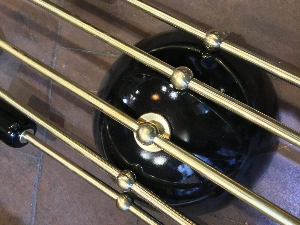Art Deco Black Brass And Gold Wall Lamp From Historic Hotel In Rome, 1930s photo 698.0