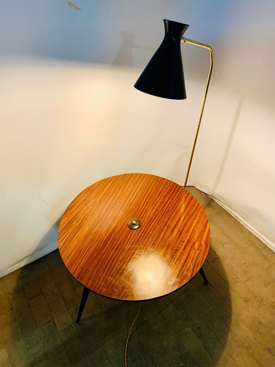 Vintage Italian Coffee Table With Integrated Lamp, 1960s photo vinterior