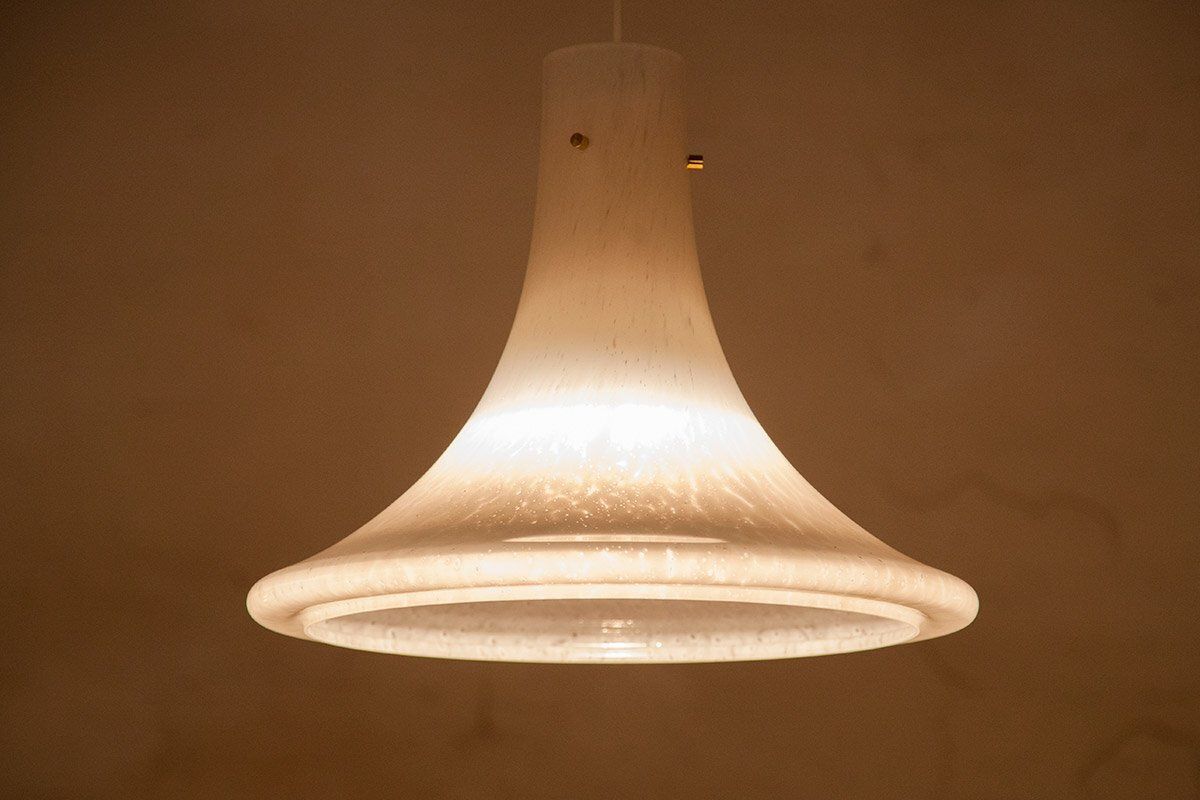 Large Opaline Handblown Chandelier From Glashütte Limburg, 1960s photo vinterior
