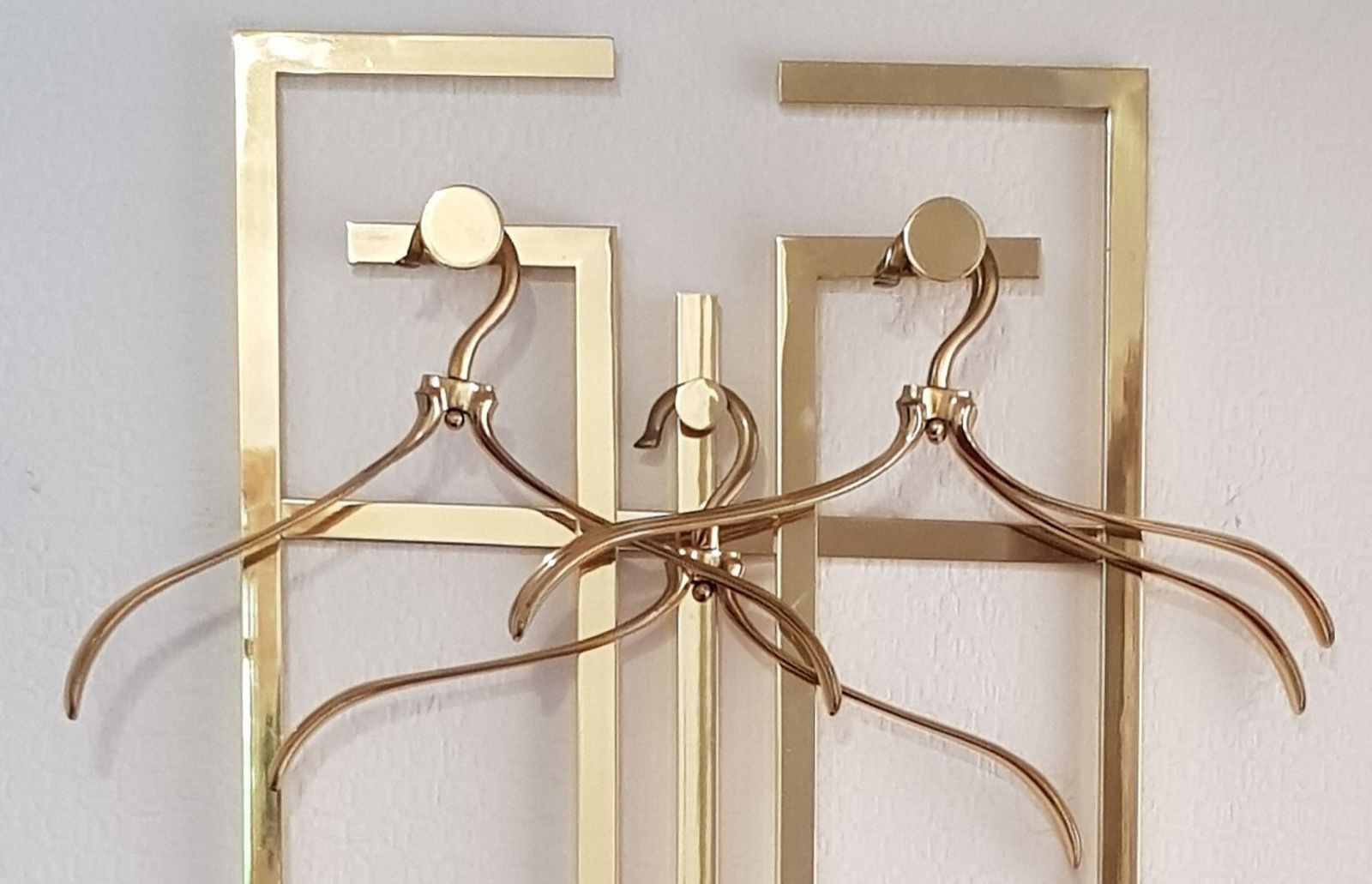 Art Deco Brass Wall Rack With Hangers, 1980s, Set Of 5 photo furniture