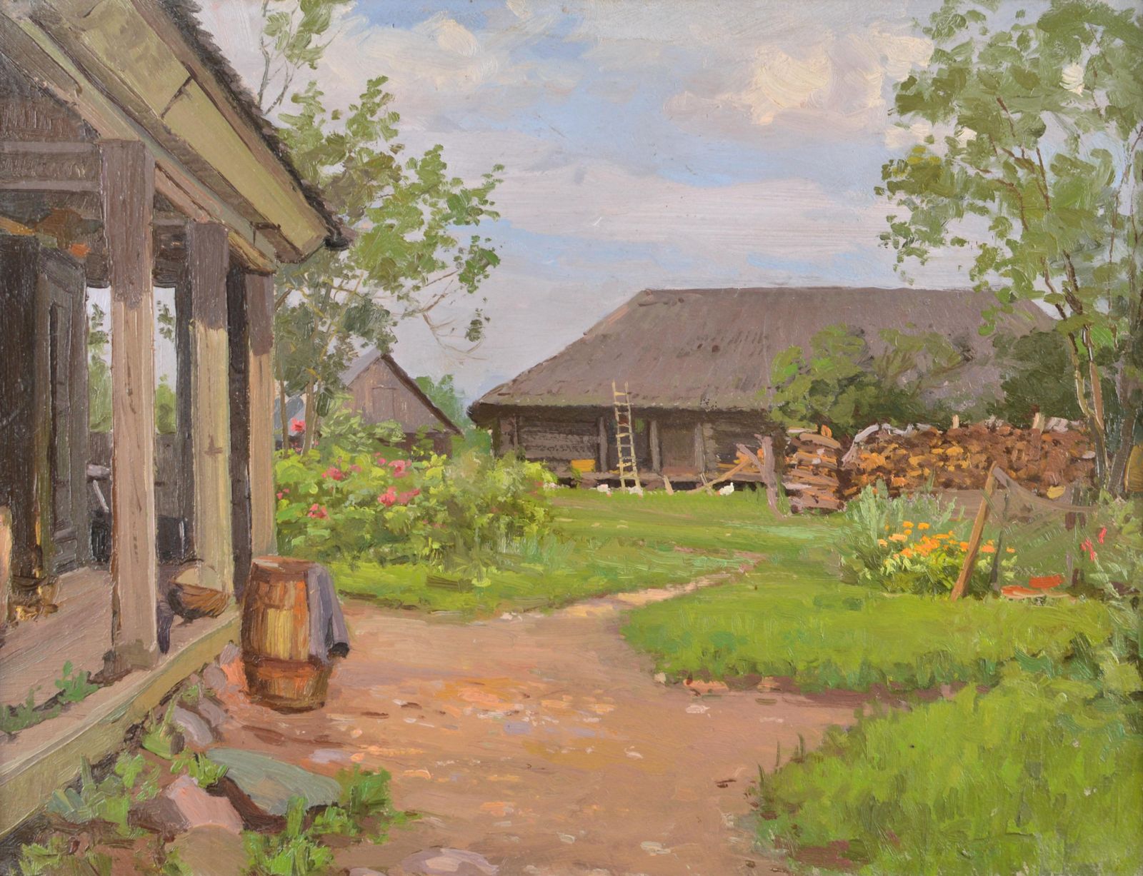 Alfejs Bromults Courtyard, Cardboard/Oil, 43x55 Cm, 19541954