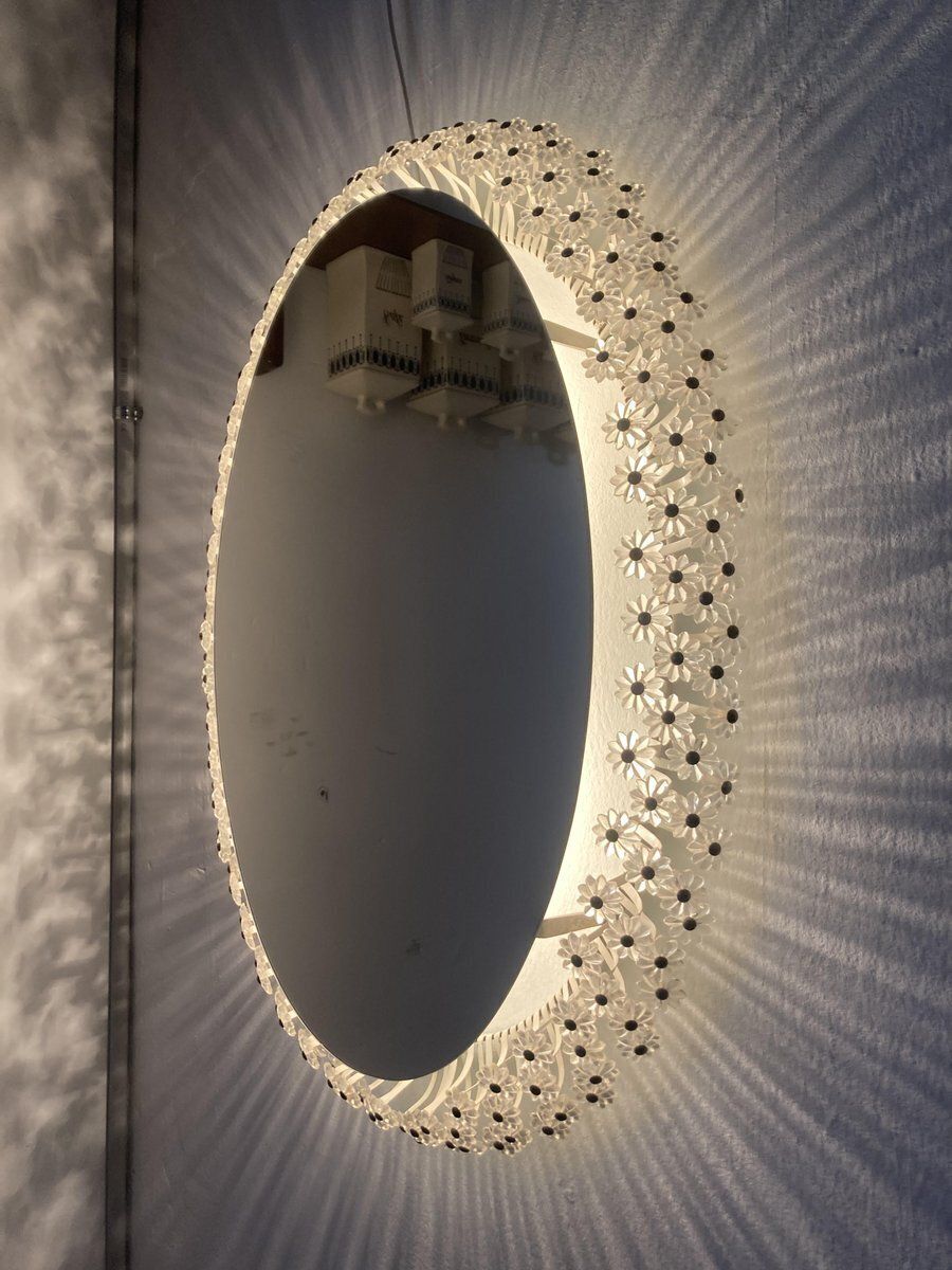 Oval Wall Mounted Floral Mirror Attributed To Emil Stejnar For Rupert Nikoll, 1950s photo 1865.0