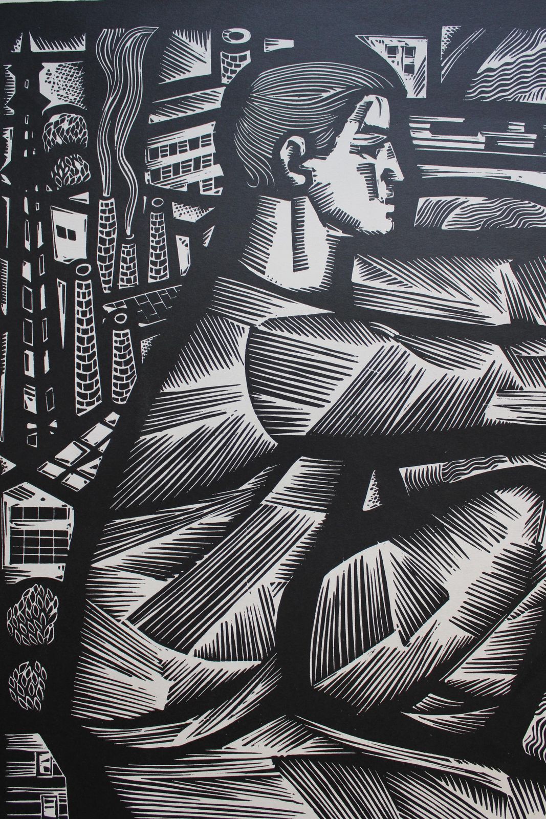 Gunars Krollisbridges. From The Series “My Riga”. 1967.  Paper, Linocut, 69x103 Cm.1967 photo for sale