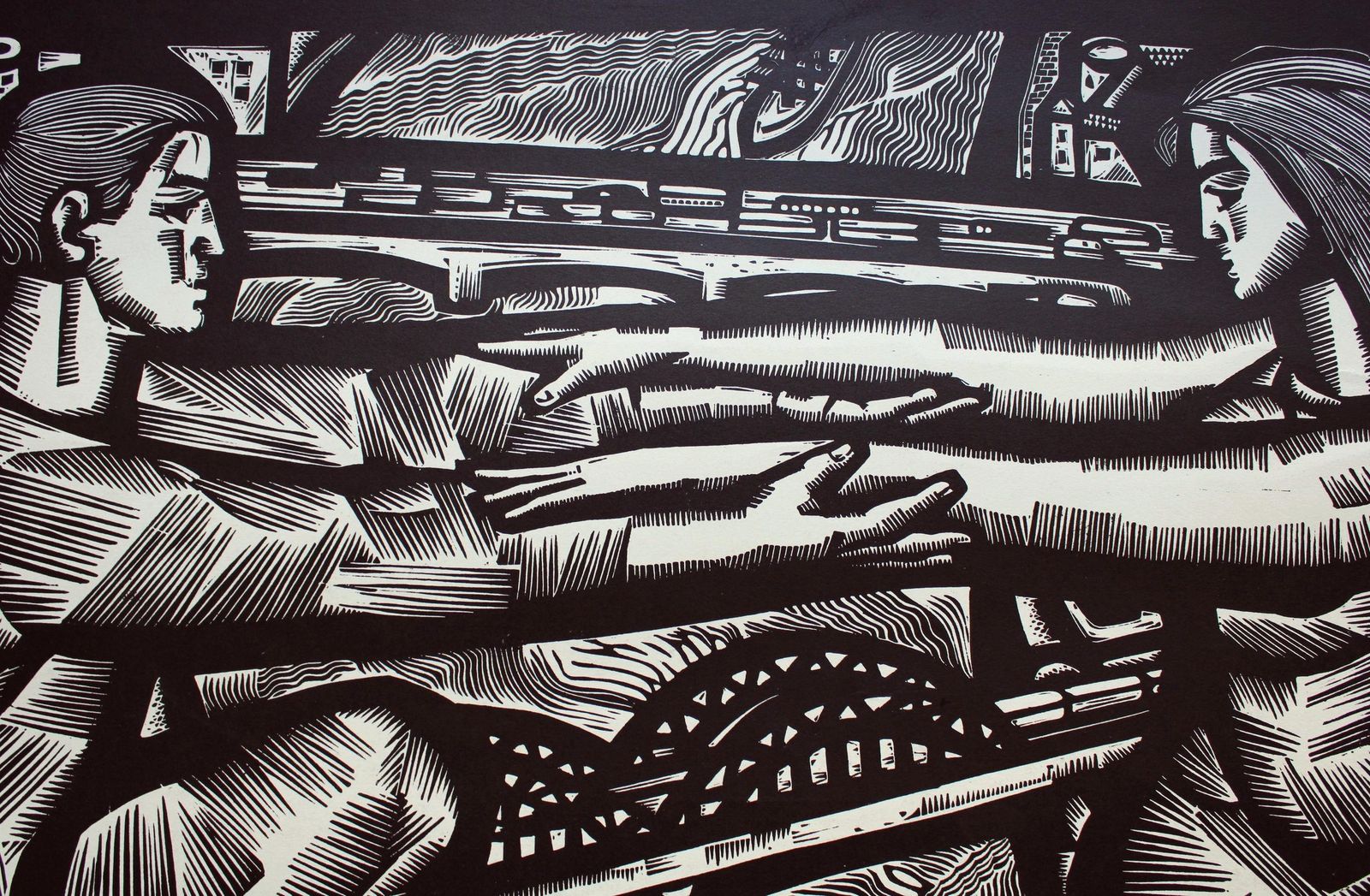 Gunars Krollisbridges. From The Series “My Riga”. 1967.  Paper, Linocut, 69x103 Cm.1967 photo Art