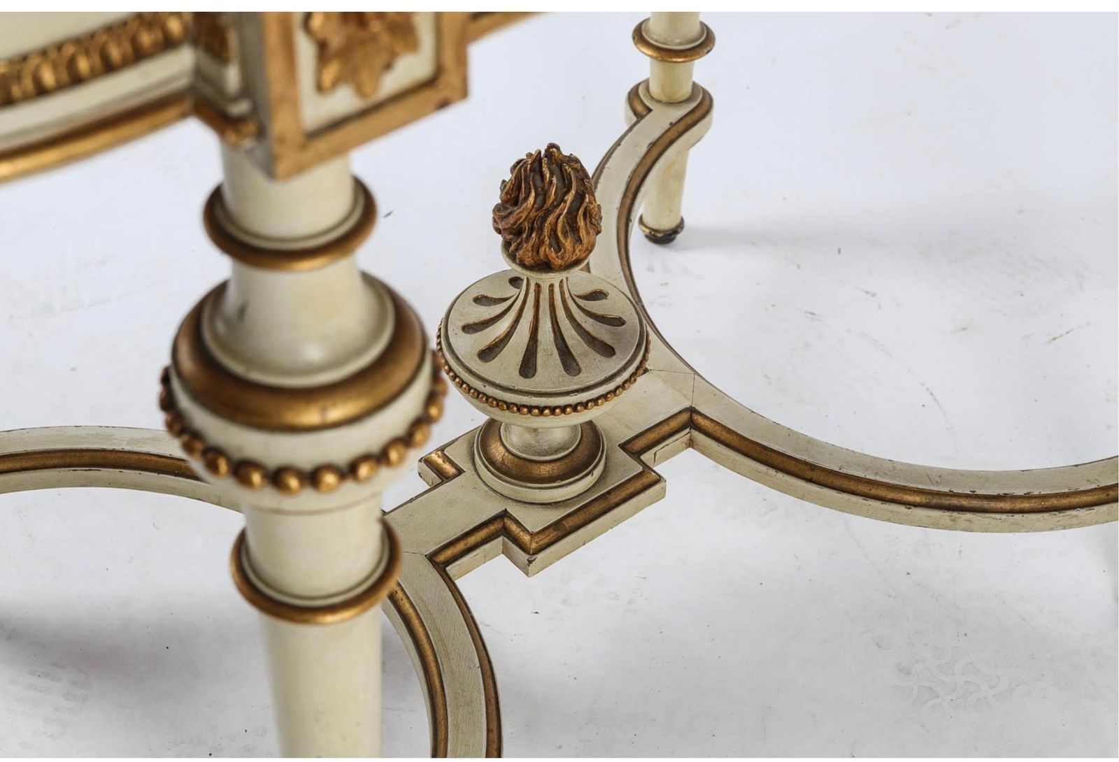 Swedish Gustavian Antique Table White Gold Carved Detail, 1800s photo 2750.0