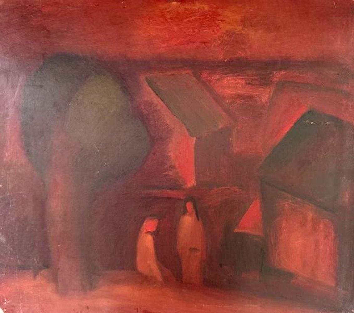 Aleksandr Rodin (1922 2001)double Sided Landscape  Cardboard/Oil, 65x73 Cm photo furniture