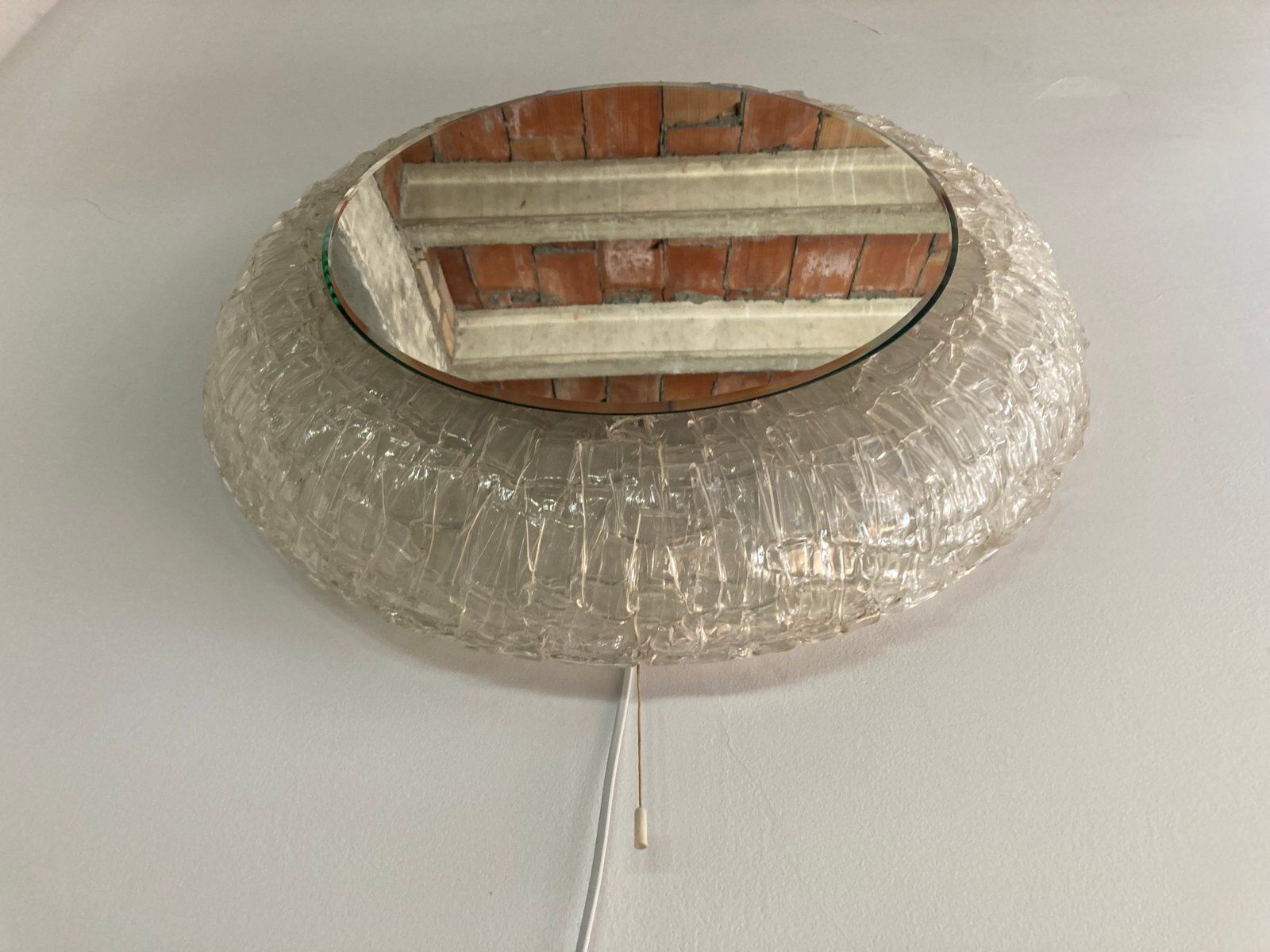 Lage Round Back Lit Acrylic Ice Glass Wall Mirror Attributed To Egon Hillebrand For Hillebrand Lighting, Germany, 1970s photo vinterior