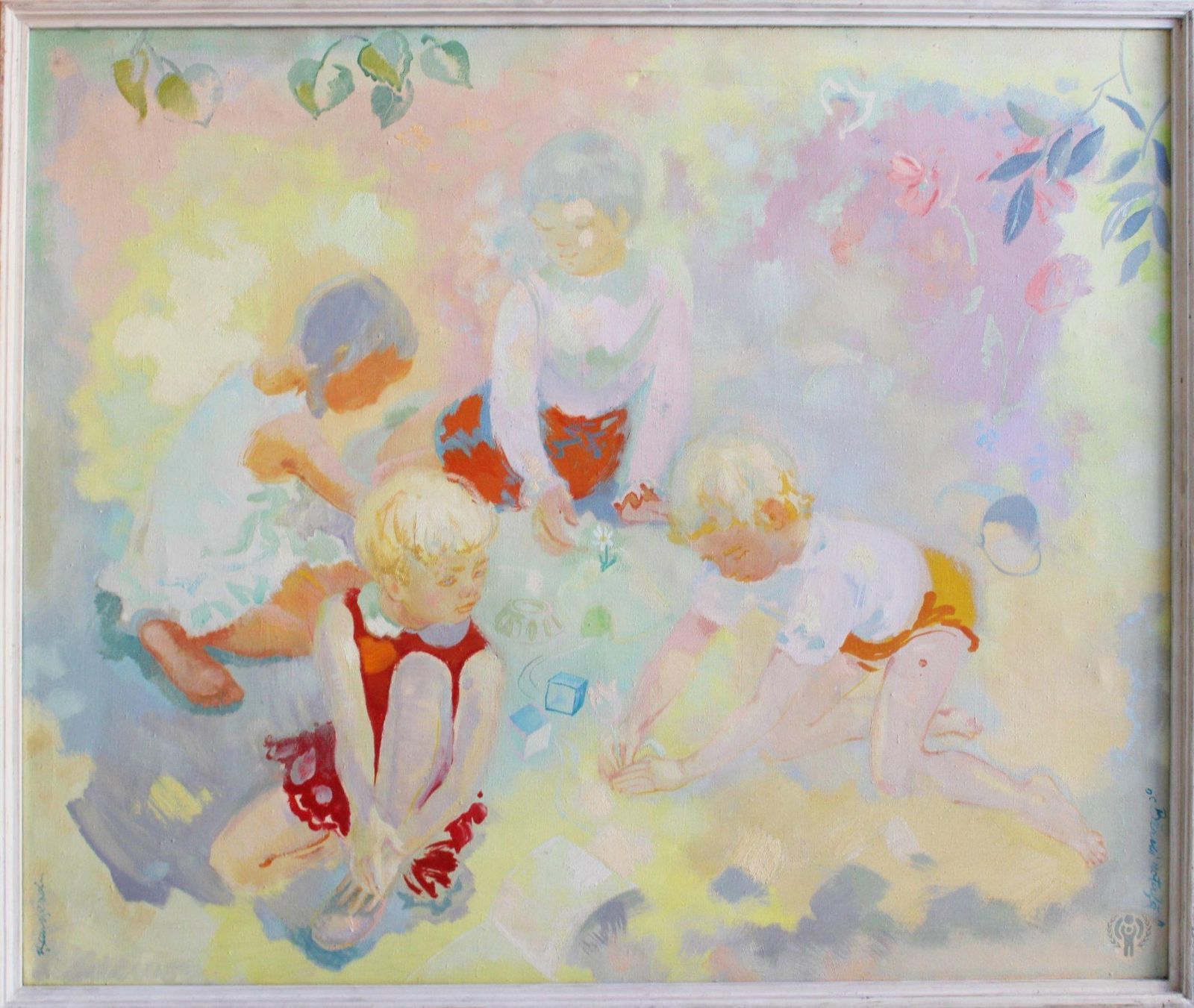 Vilnis Sausserdischildren At Play, Oil/Canvas, 108x128 Cm photo furniture
