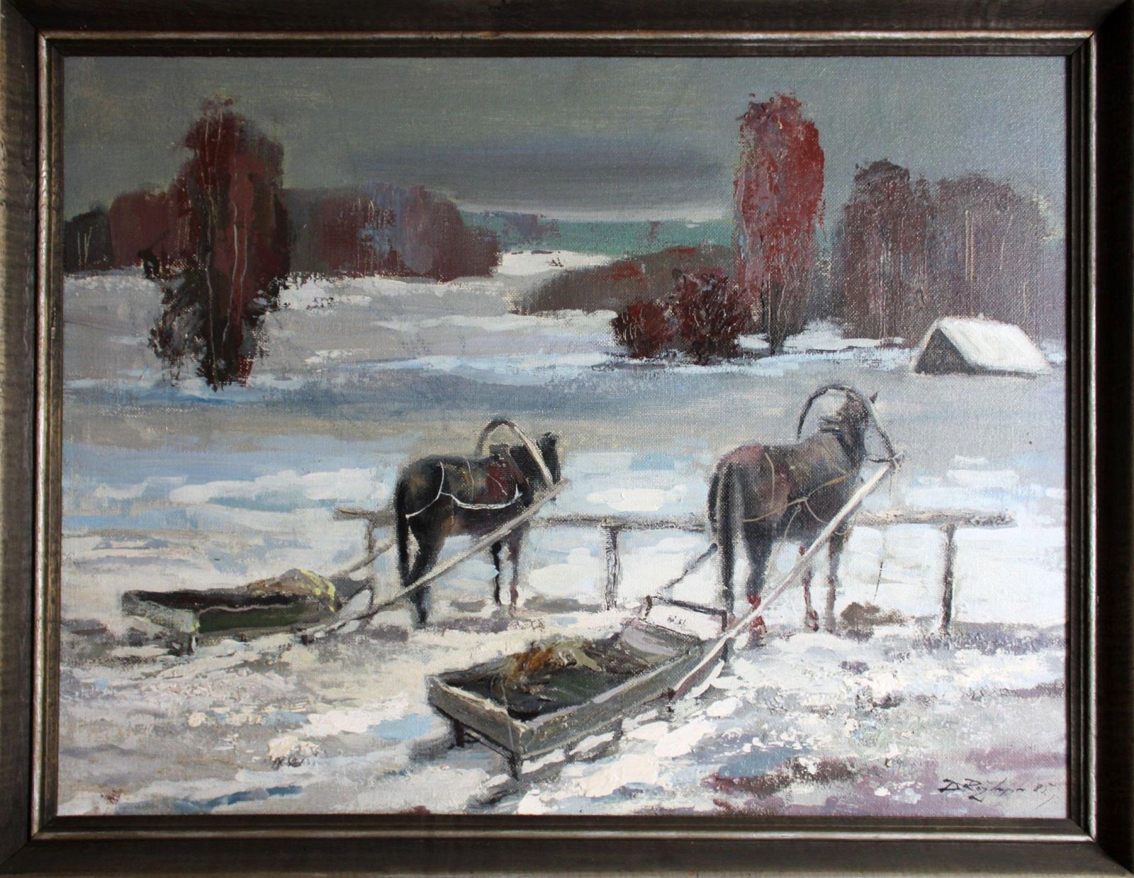 Dailis Rozlapa Dailis Rožlapa (1932 2014) Near Slita, Cardboard/Oil, 65x85cm, 1985 photo furniture