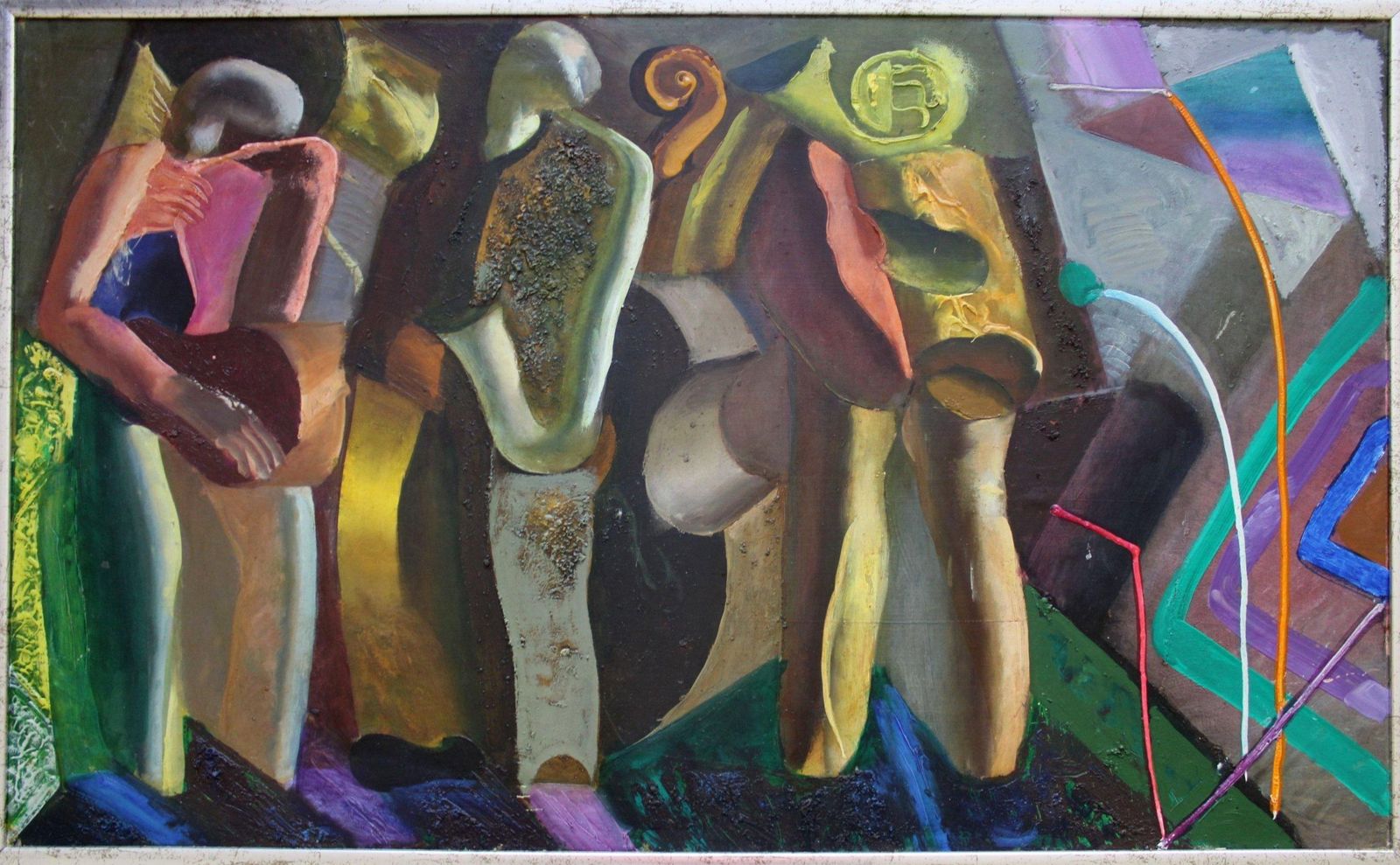 Arturs Nikitinsmusicians, 61.5x103, Oil/Cardboard, 19701970 photo for sale