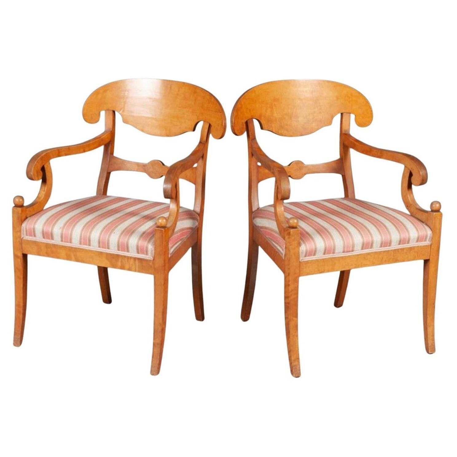 Biedermeier Carver Chairs Swedish 1800s Antique Honey Pair