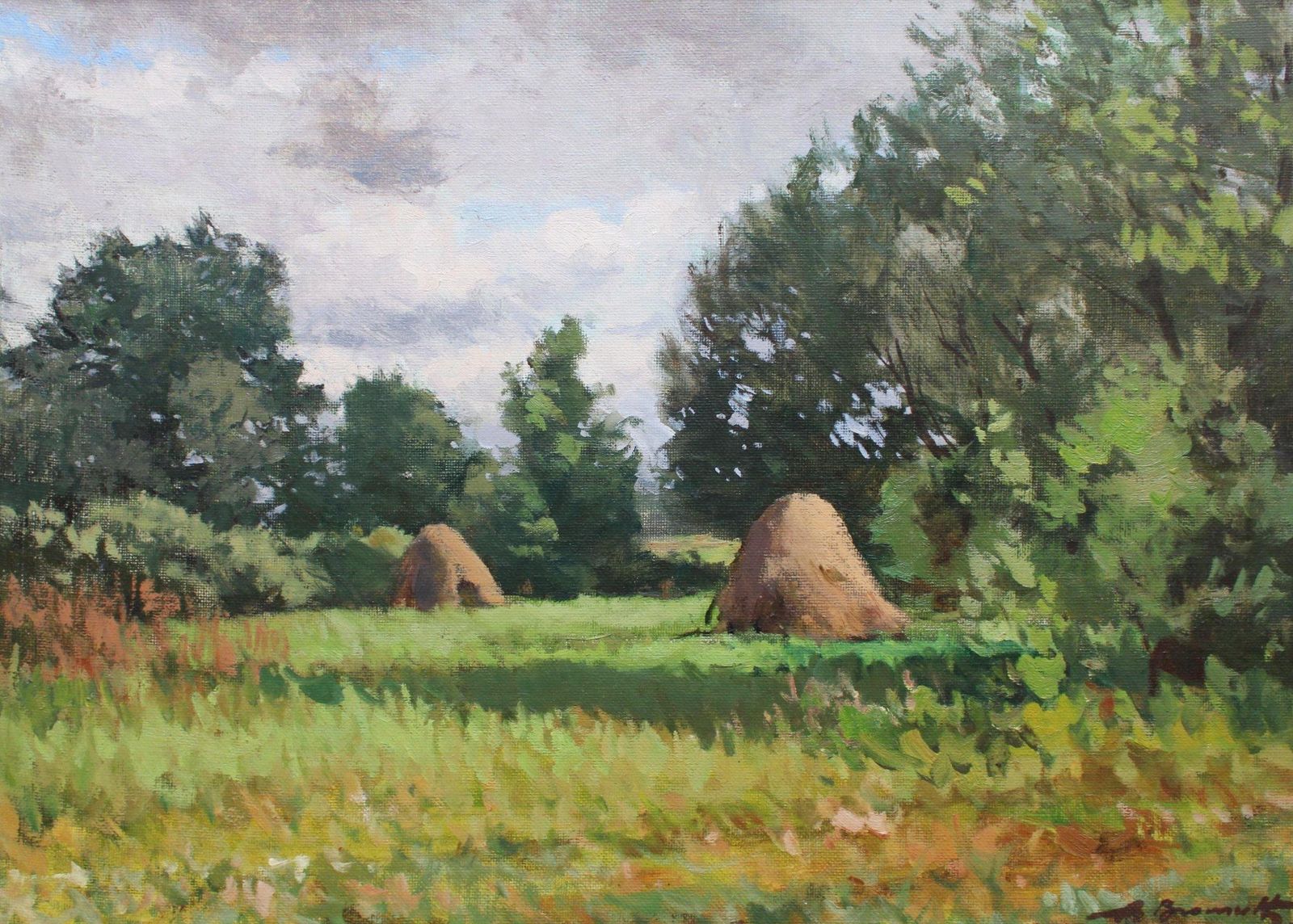 Alfejs Bromults Young Farmer's Meadow,  Oil/Canvas, 50x70 Cm1989
