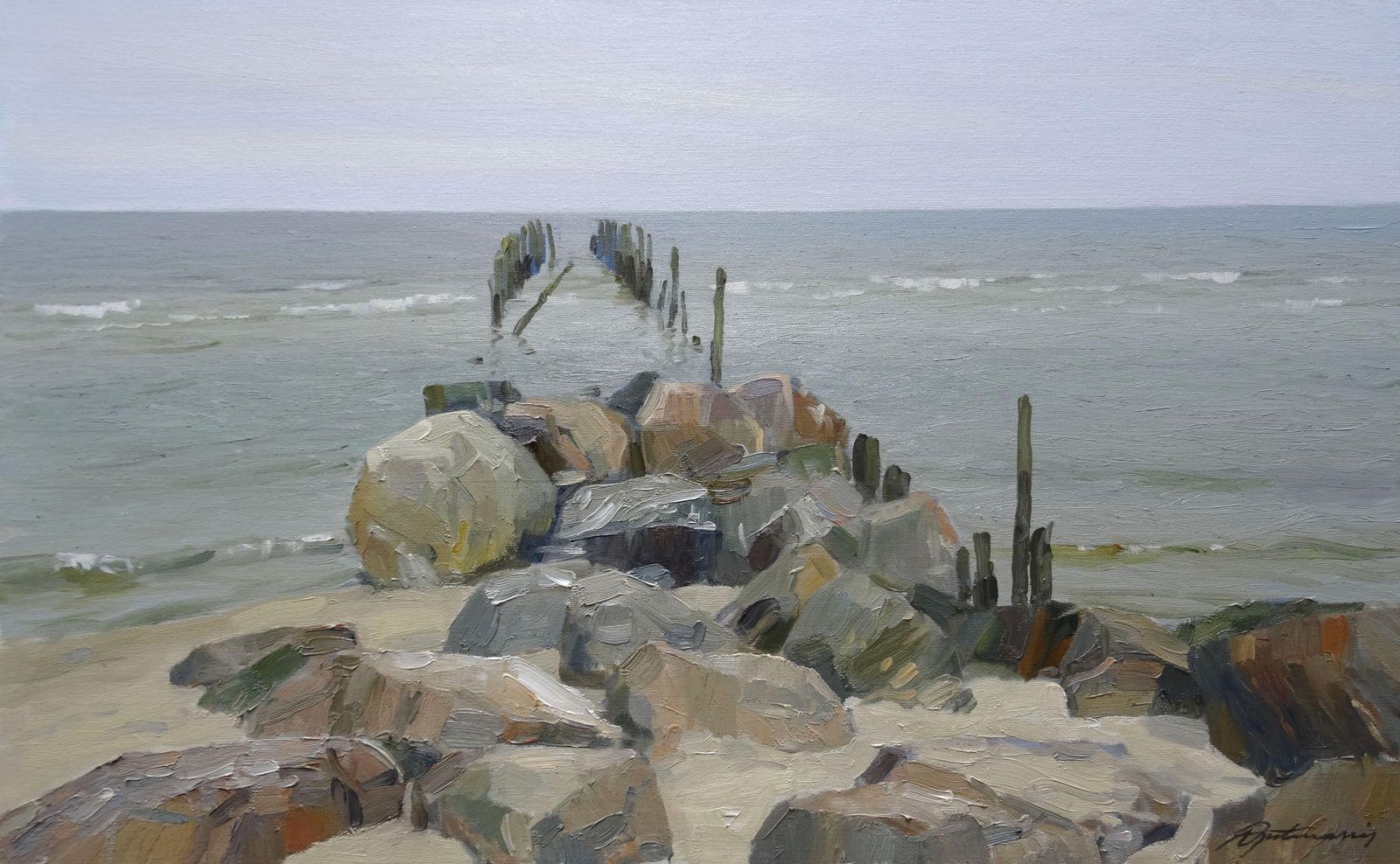 Gutmanis Andislapmezciems Pier  Oil/Canvas, 50x80 Cm2021