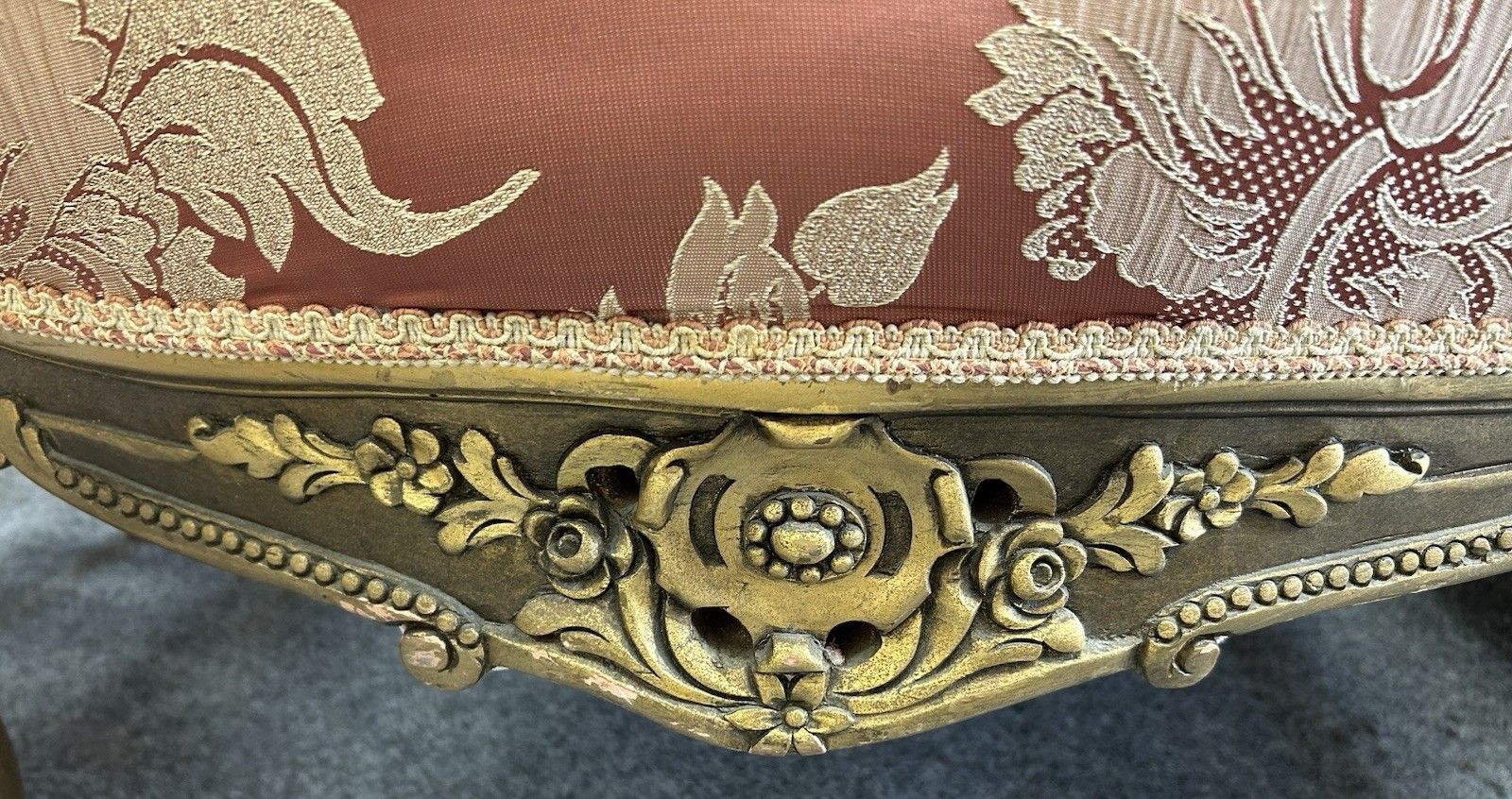 Antique Gilt French Armchair Ornate Carved & Gessoed Frame photo Furniture