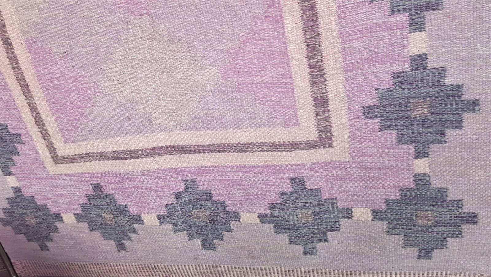 Swedish Handwoven Röllakan Carpet By Alice Wallbäck photo Textiles
