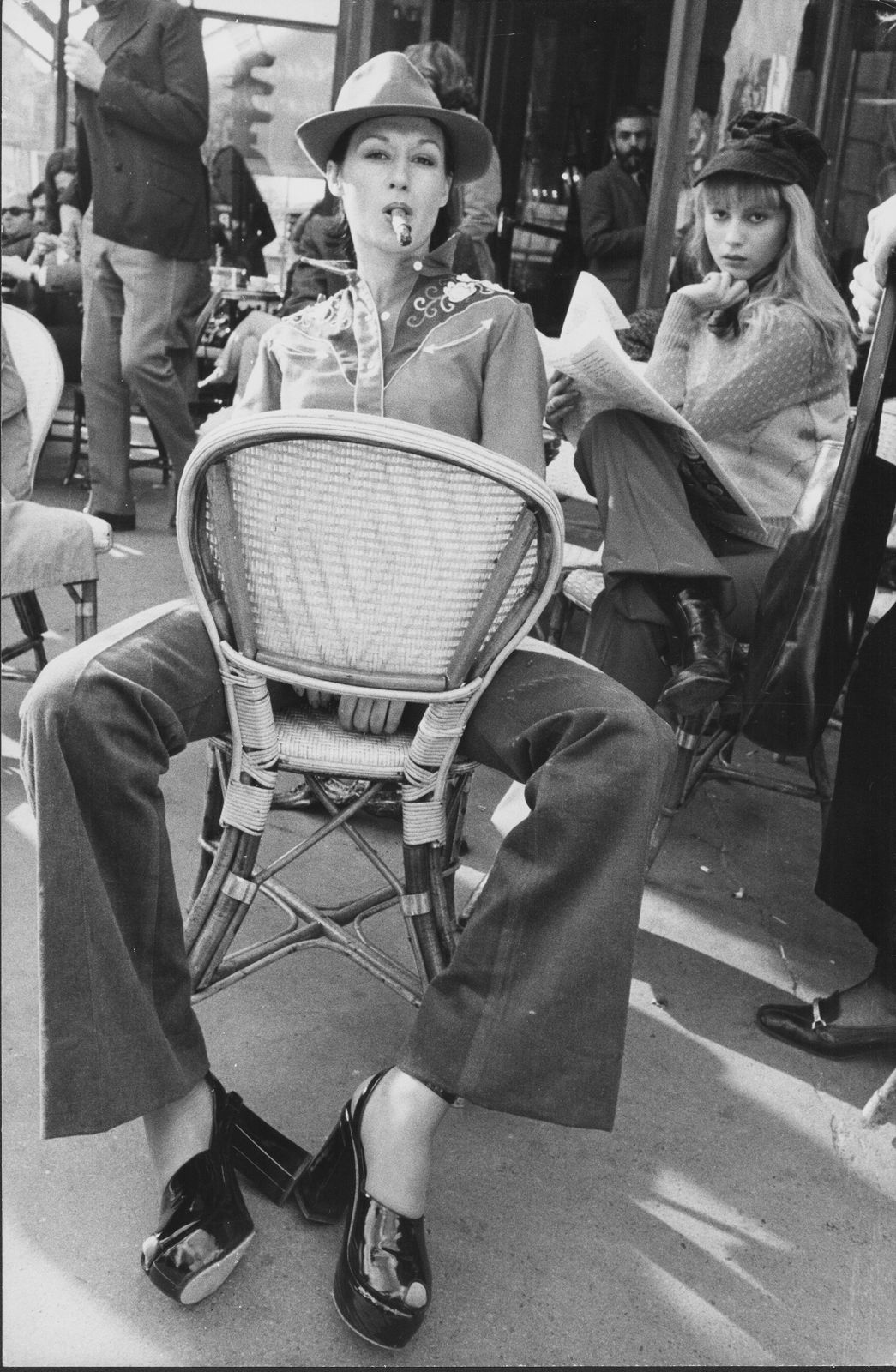 Goksin Sipahiogluwomen In Paris At The Café Aux Deux Amis, Circa 1970   Black & White Print1970