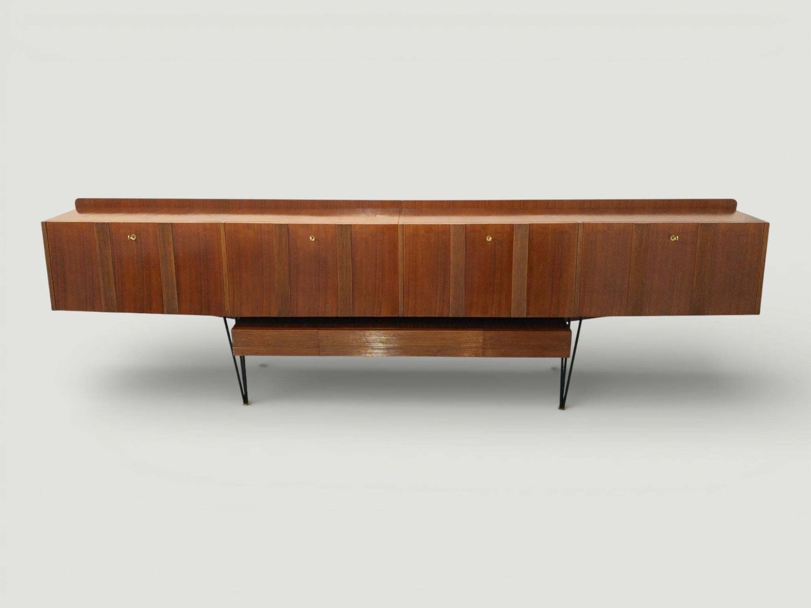 Italian Mid Century Long , Suspended Sideboard In Walnut, 1950s photo 12144.0