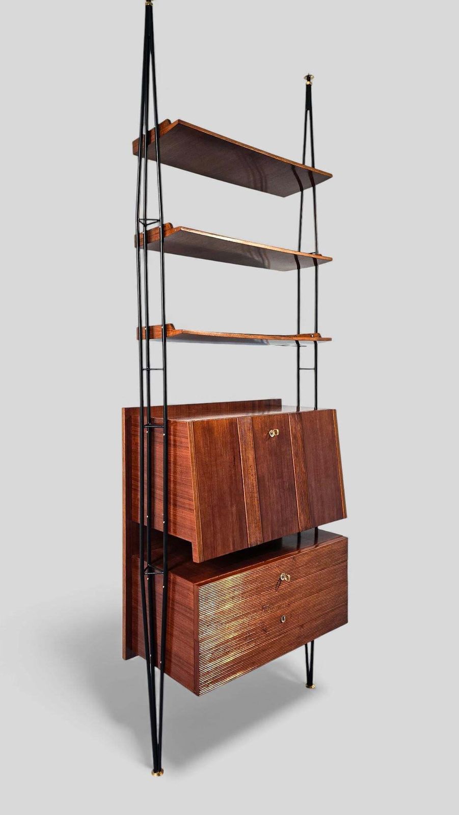Italian Mid Century Wall Unit Bookcase With Cabinet Bar, 1960s photo vinterior