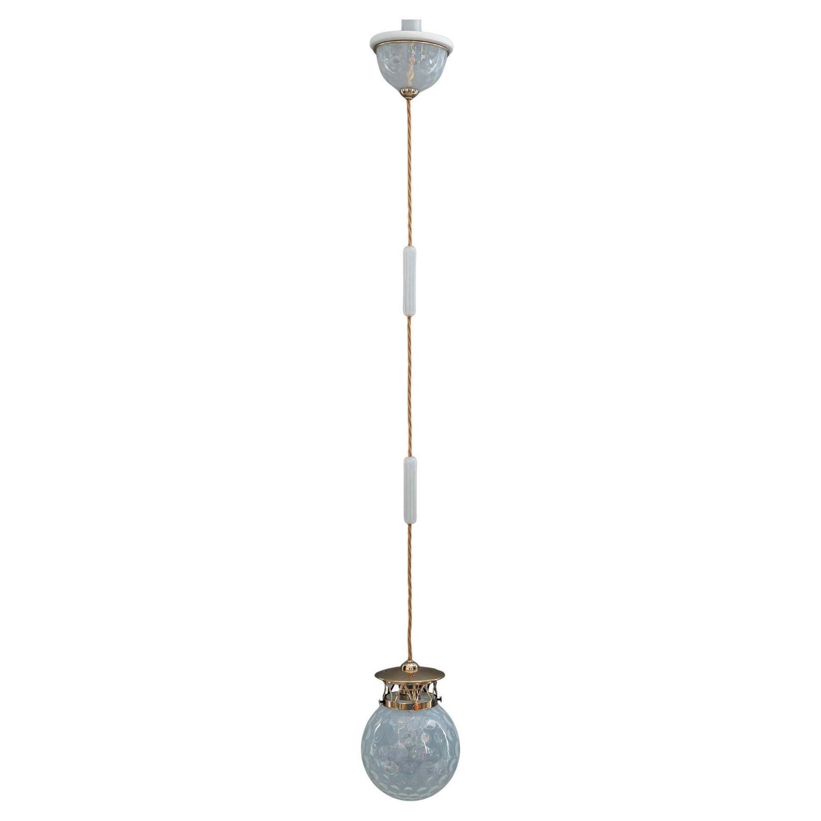 Koloman Moser Attributed To Bakalowits & Söhne Pendants With Loetz Glass Shade