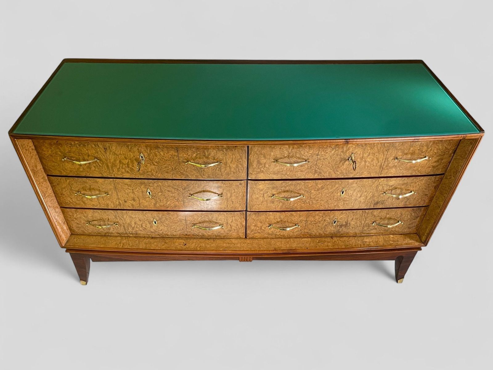 Italian Mid Century Sideboard Or Chest Of Drawers In  Maple Root, 1950s photo vintage
