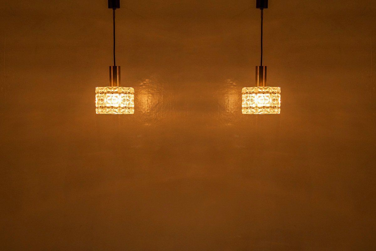 Vintage Geometric Crystal Prism Pendant Lamps From Kinkeldey, 1960s, Set Of 2 photo 965.0