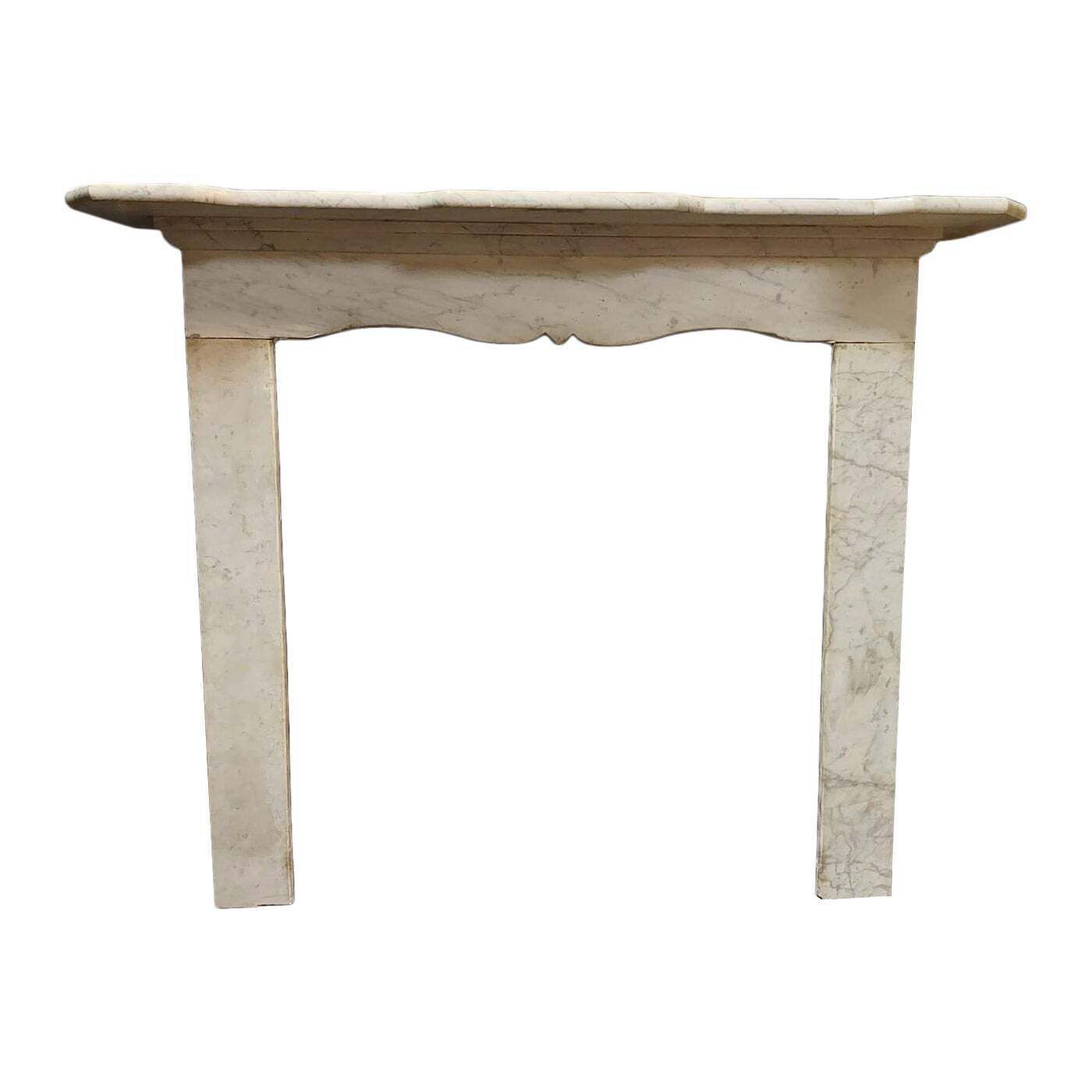 Simple Light Grey Marble Fireplace, Shaped Top And Front, Italy