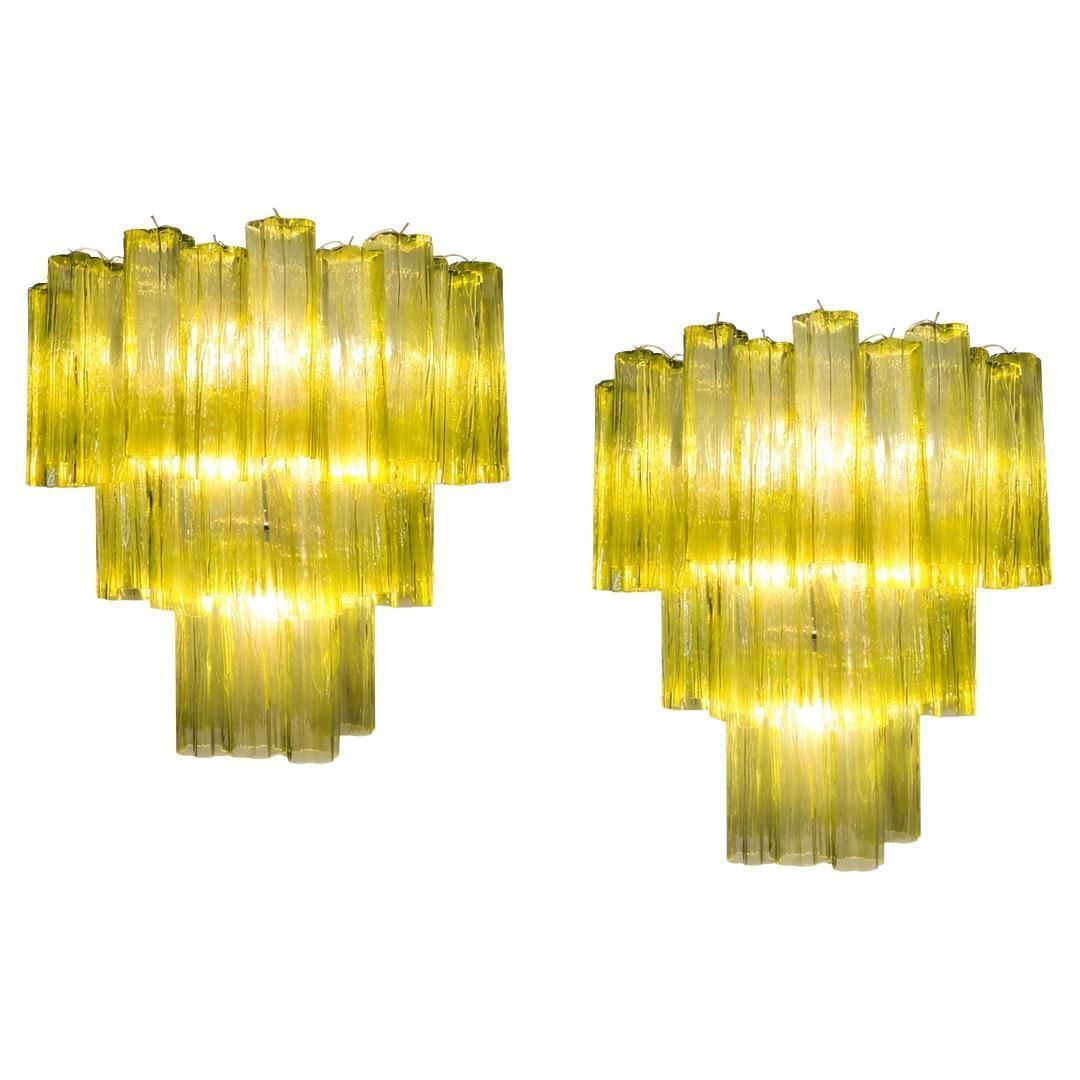 Pair Italian Chandeliers In Murano Glass