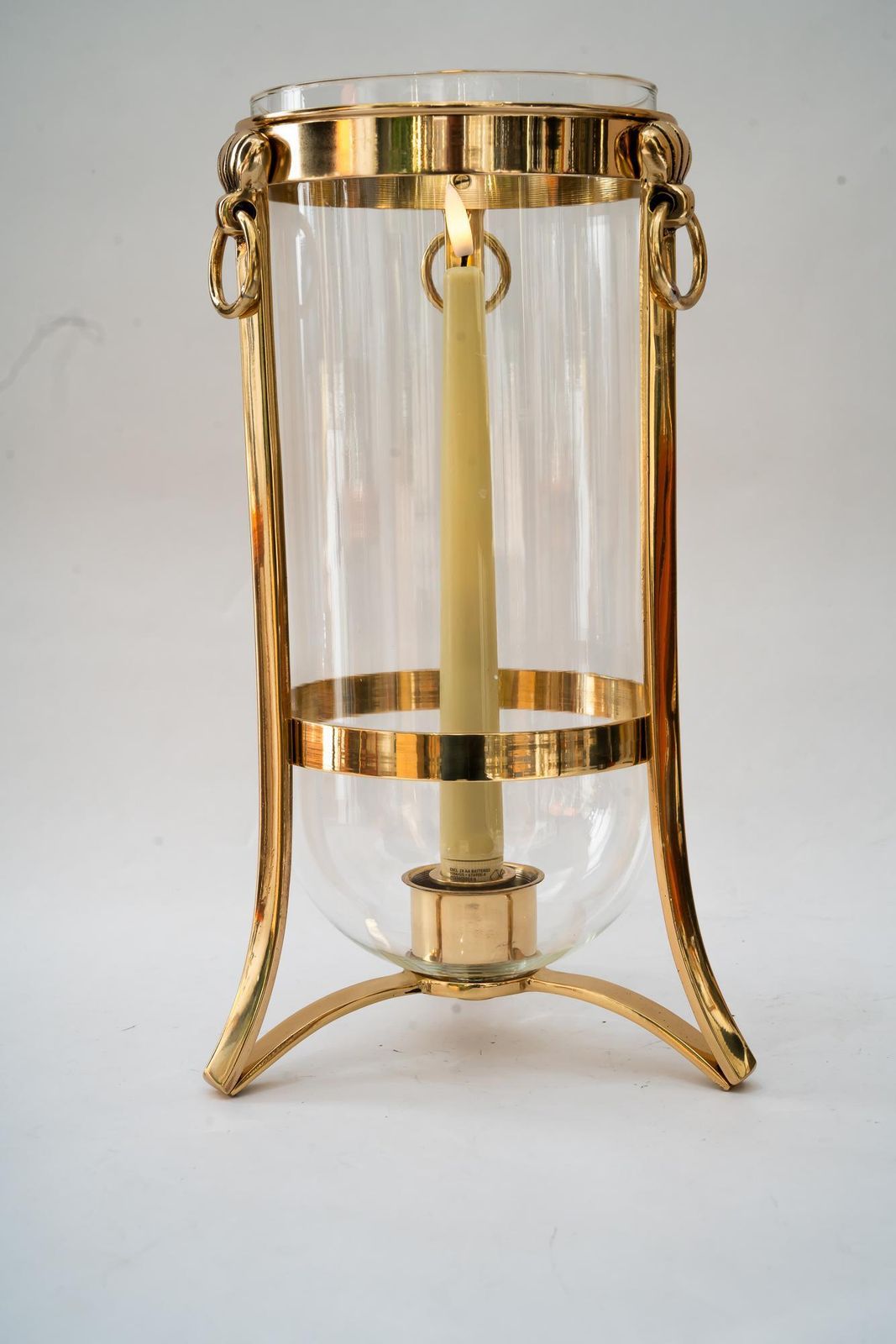 Home Decor Bronze Balcony Candle Lantern With Glass Vienna Around 1960s photo