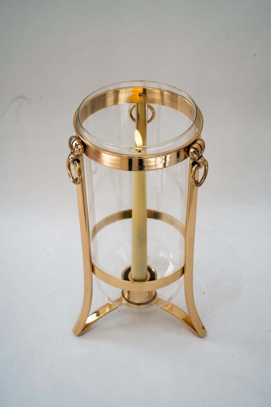 398.0 Bronze Balcony Candle Lantern With Glass Vienna Around 1960s photo