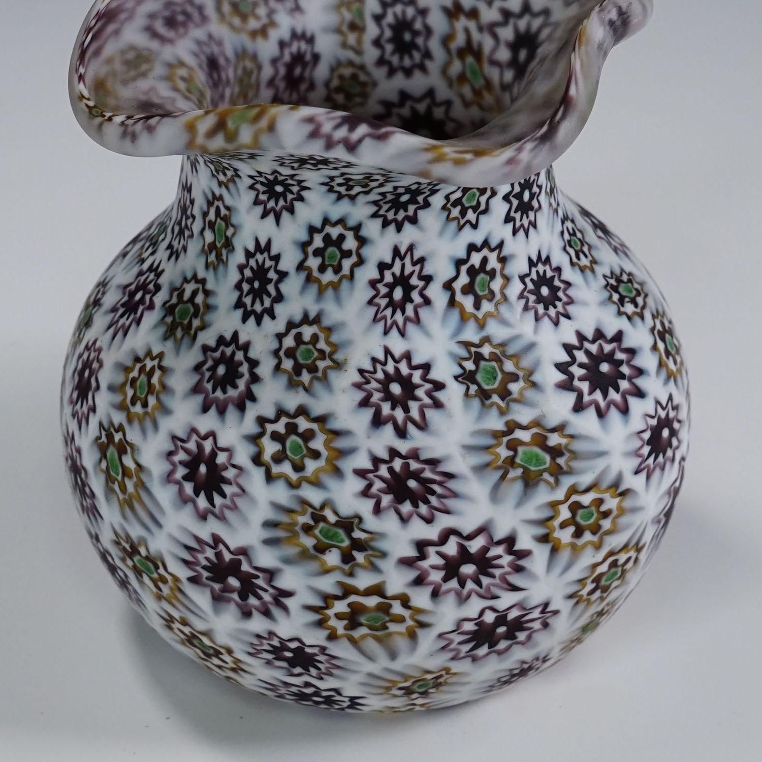 Antique Millefiori Vase In Violet And White, Fratelli Toso Murano Ca. 1920s photo 321.0