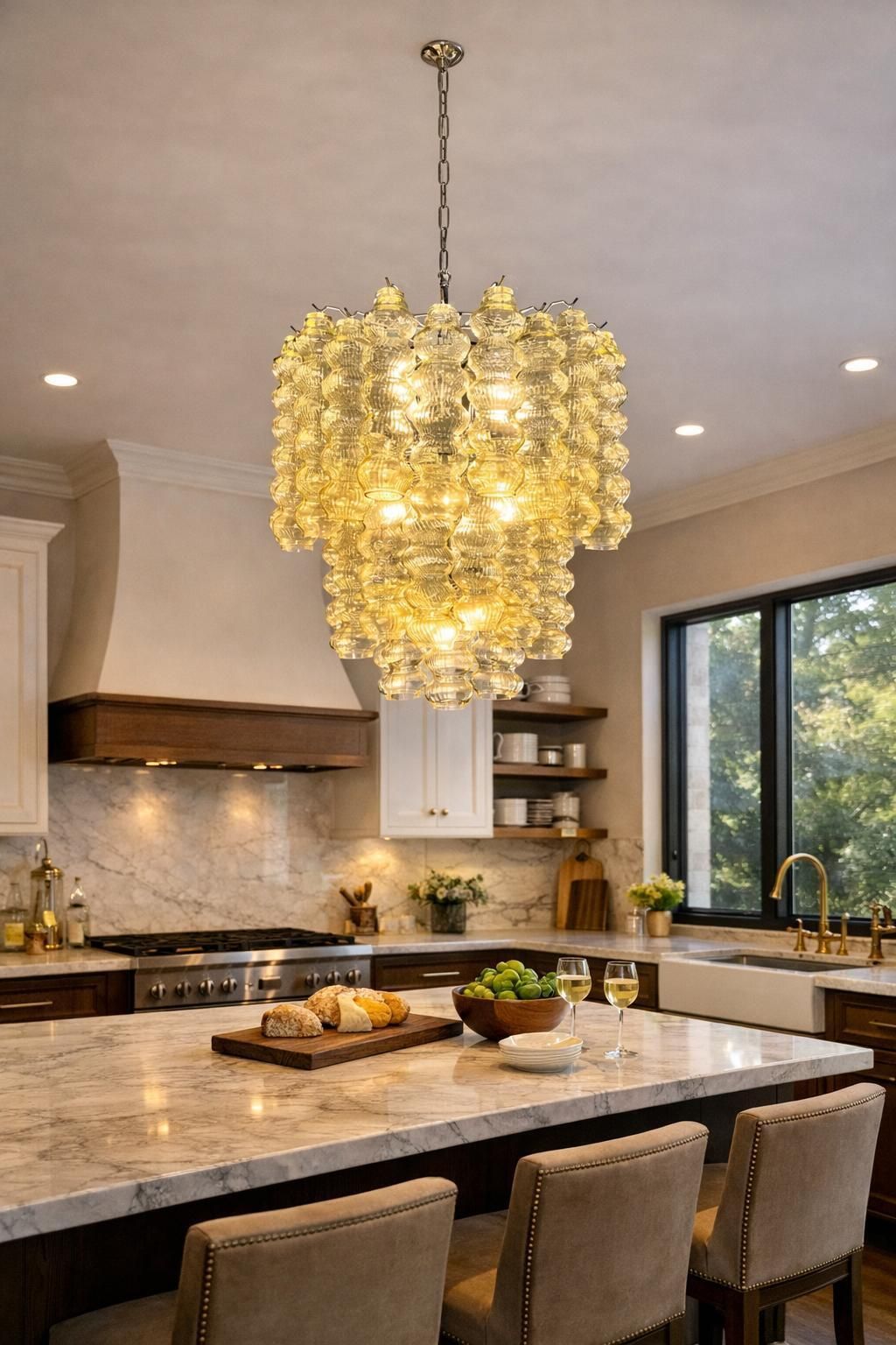 Italian Chandelier In Murano Glass, 1980s photo Lighting