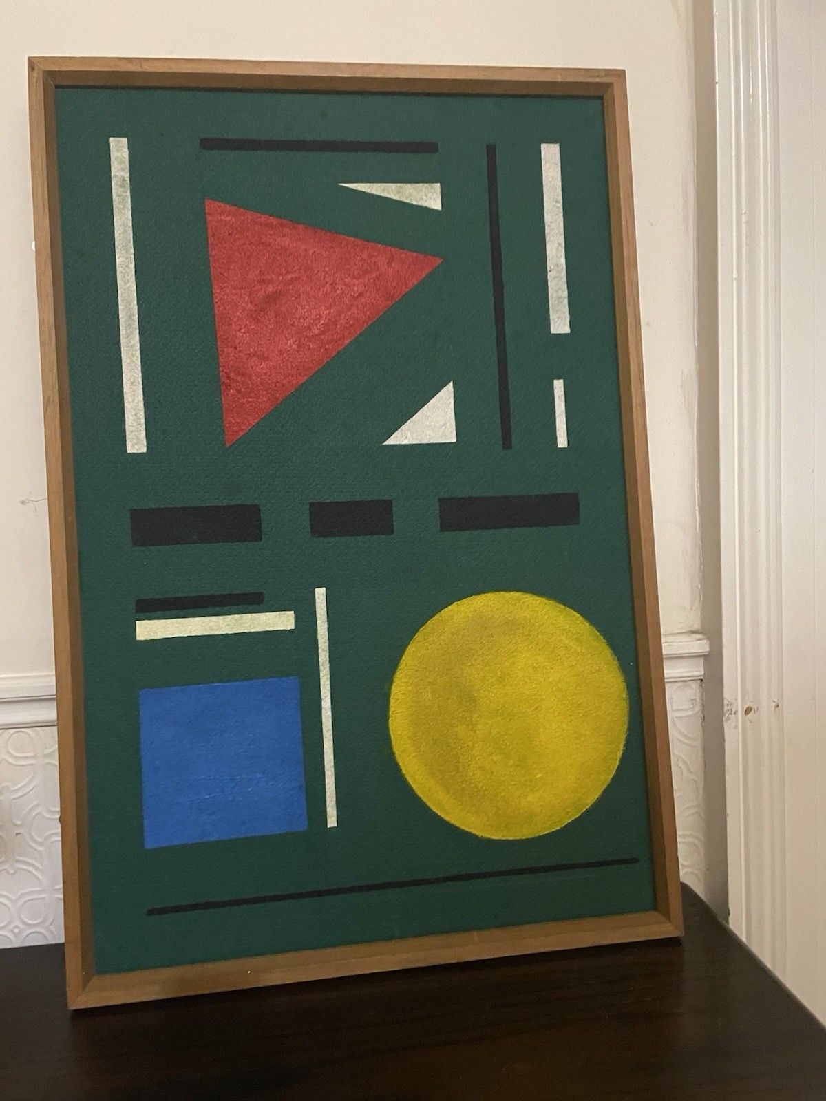Large Mid Century Modernist  Abstract Oil Painting On Felt 1980s Signed German? photo Art