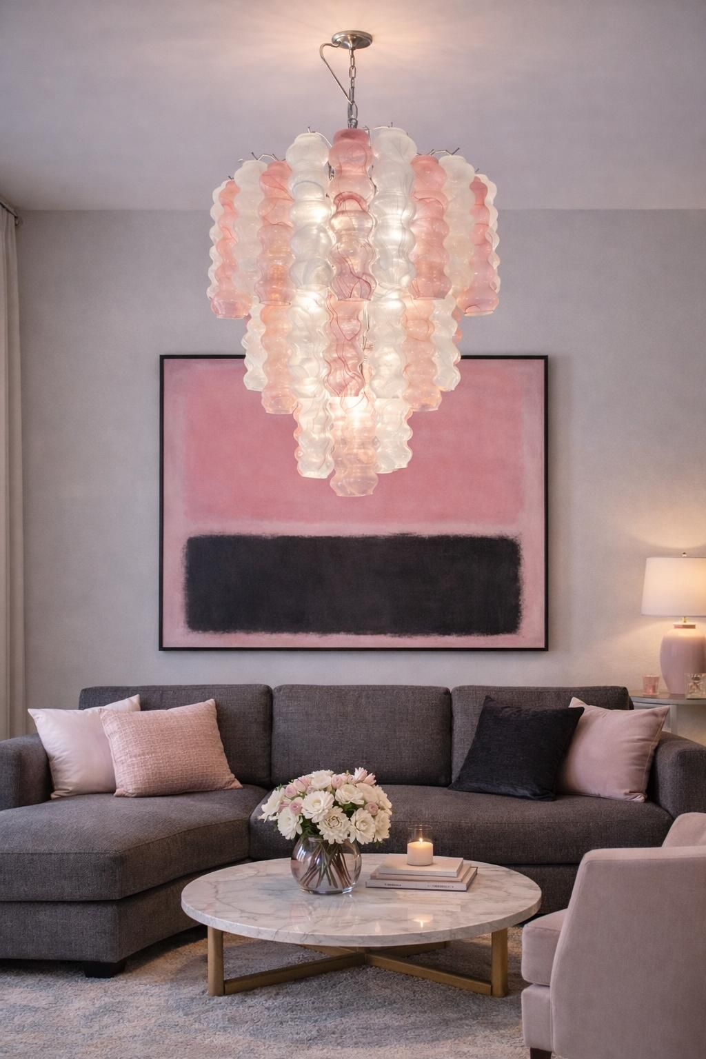 Italian Chandelier In Murano Glass, 1980s photo for sale