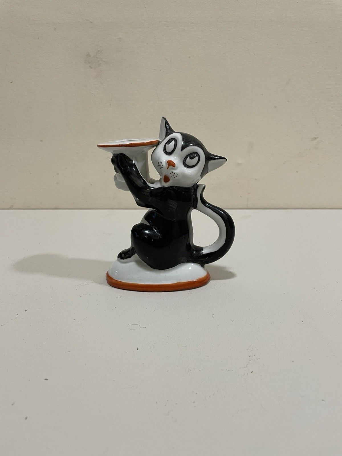 Vintage 1960s Felix The Cat Chamber Stick Candle Holder Pottery Ceramic Kitsch
