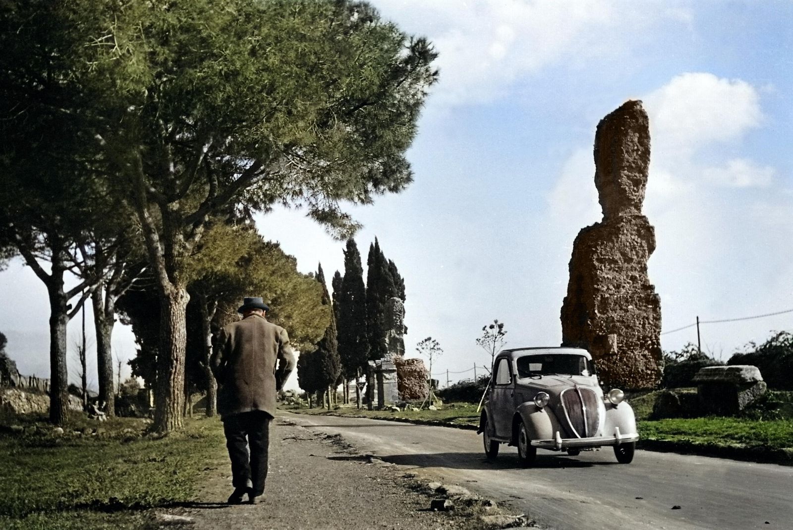 Erich Andresfiat Topolino On The Via Appia Antica Near Rome In The 1950s1950s