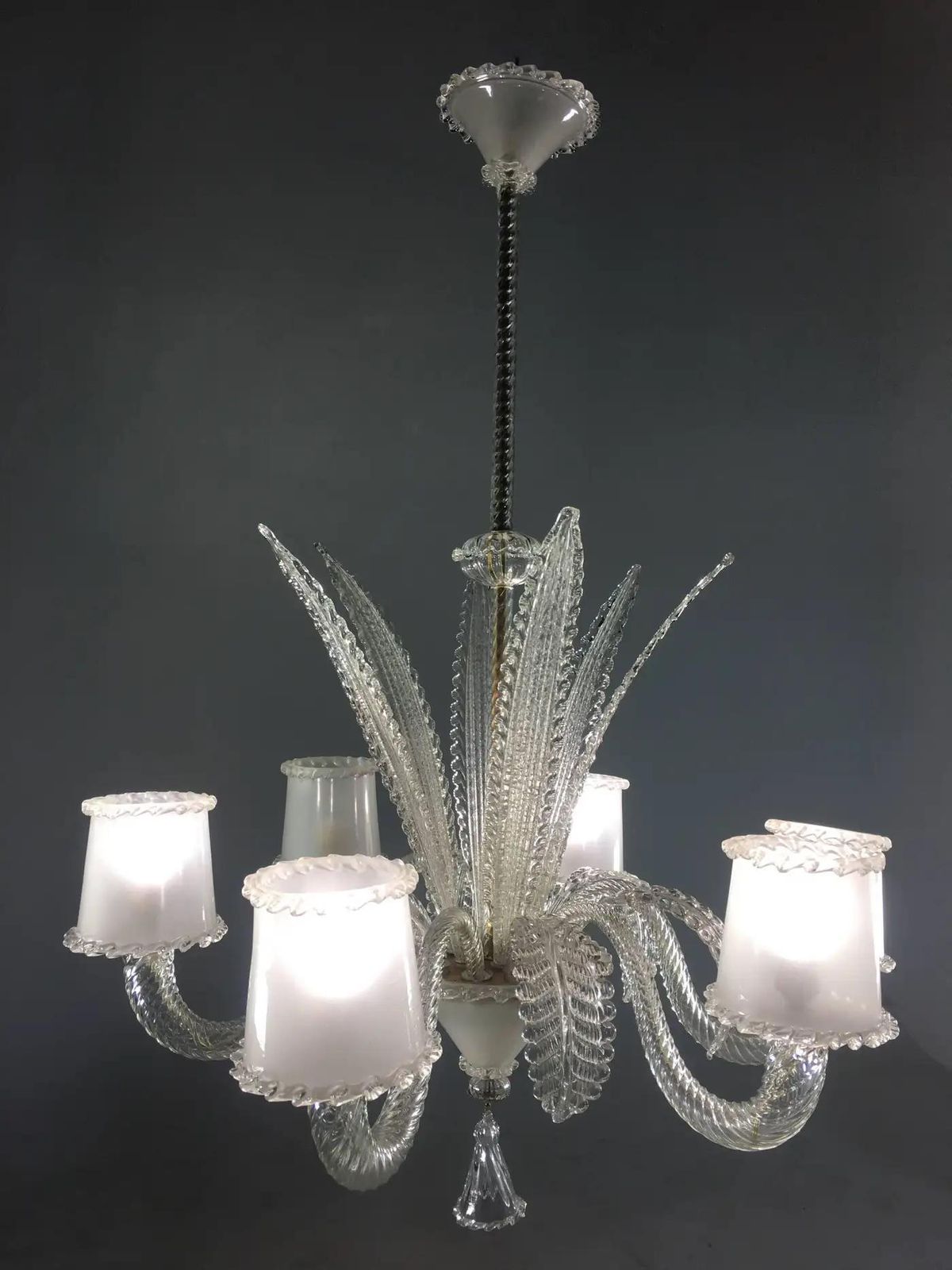 Amazing Chandelier By Barovier & Toso, Murano, 1940s photo vintage