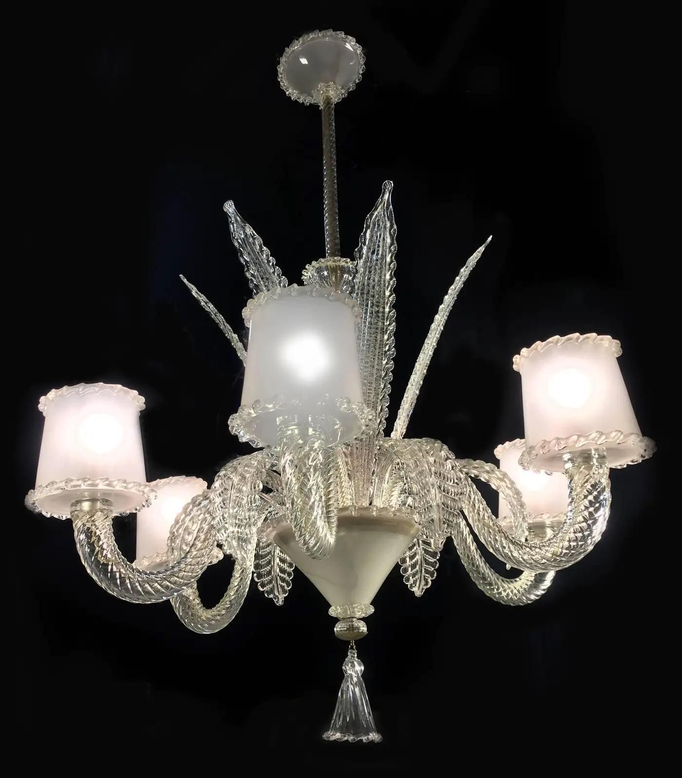 photo vintage Amazing Chandelier By Barovier & Toso, Murano, 1940s