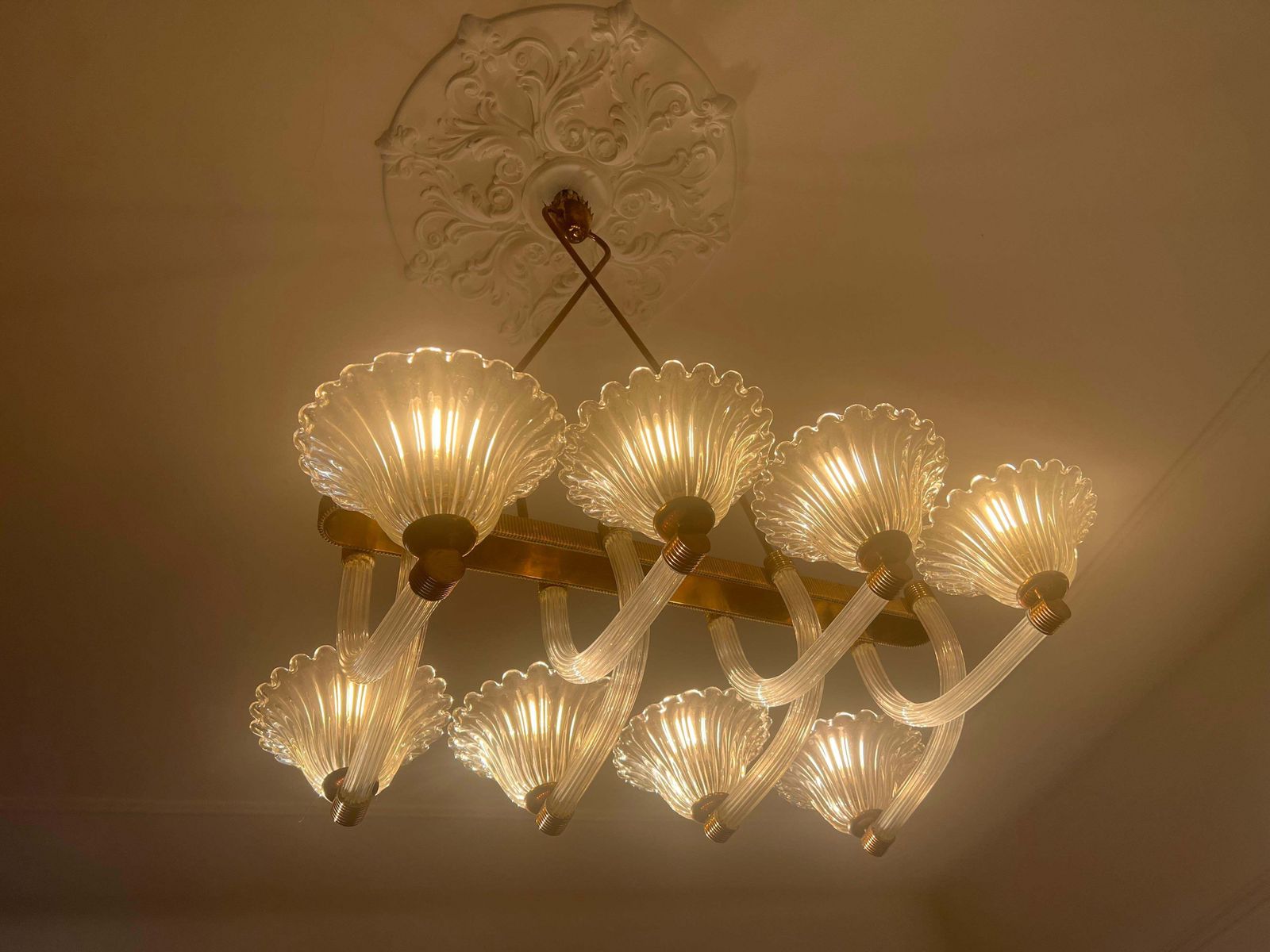 Lighting Chandelier By Barovier & Toso, Murano, 1940s photo