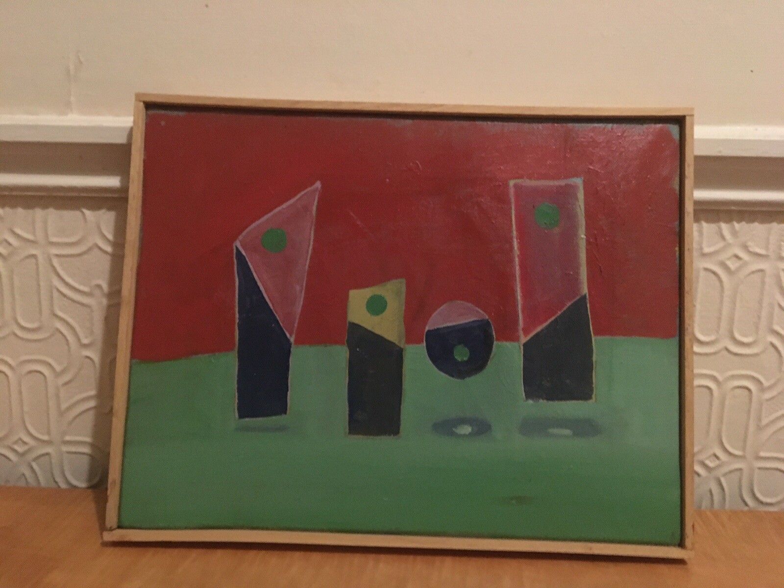 Vintage Oil Painting Still Life/Abstract 1974 Signed K C Modernist Mid Century photo furniture