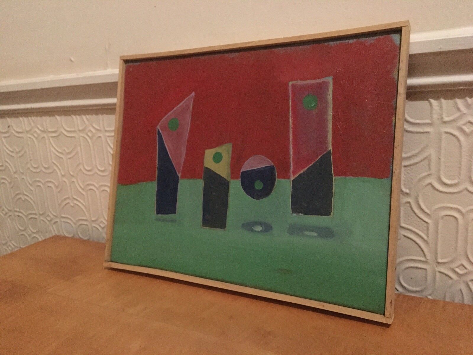 Vintage Oil Painting Still Life/Abstract 1974 Signed K C Modernist Mid Century photo for sale