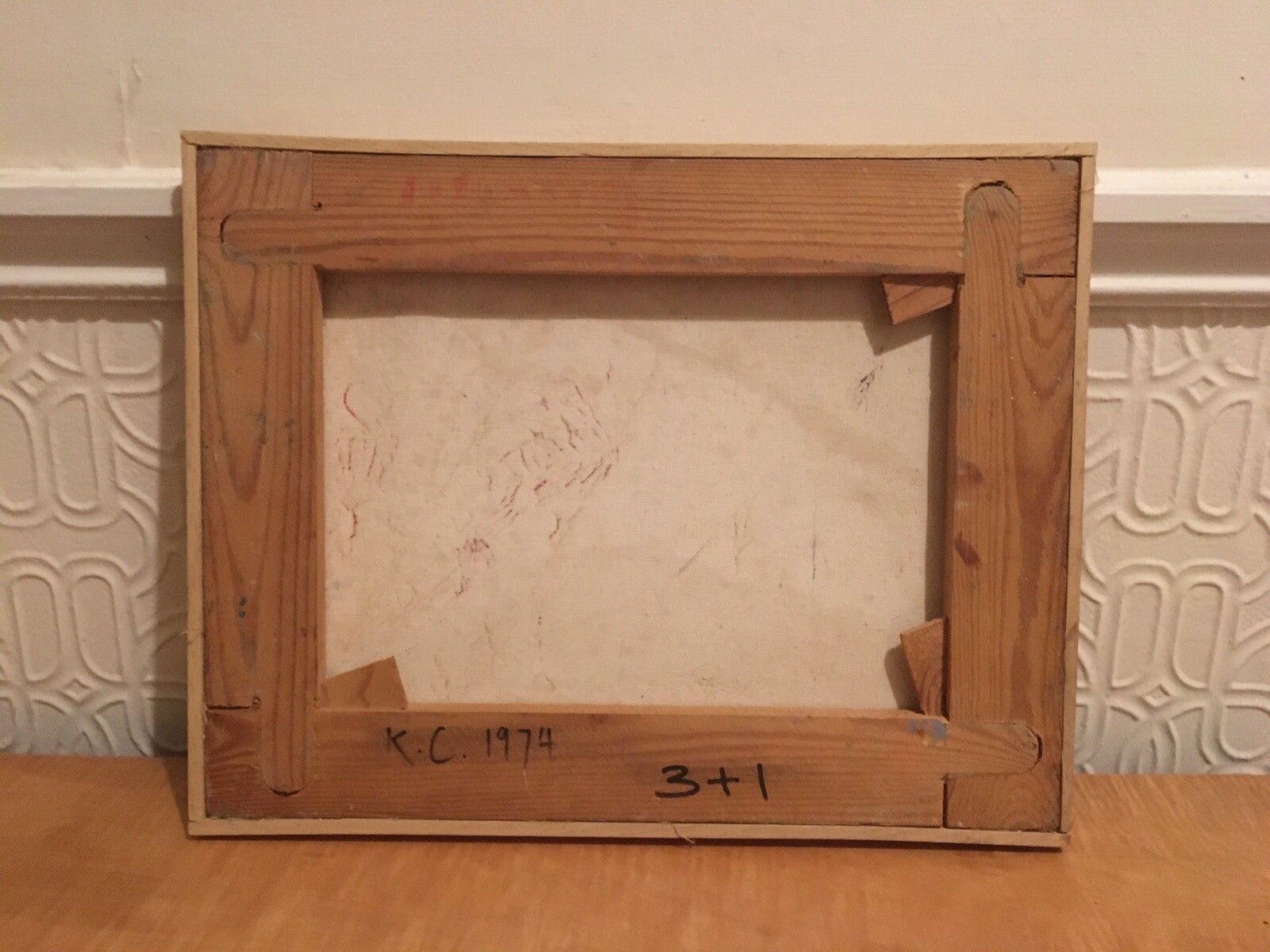 photo vinterior Vintage Oil Painting Still Life/Abstract 1974 Signed K C Modernist Mid Century
