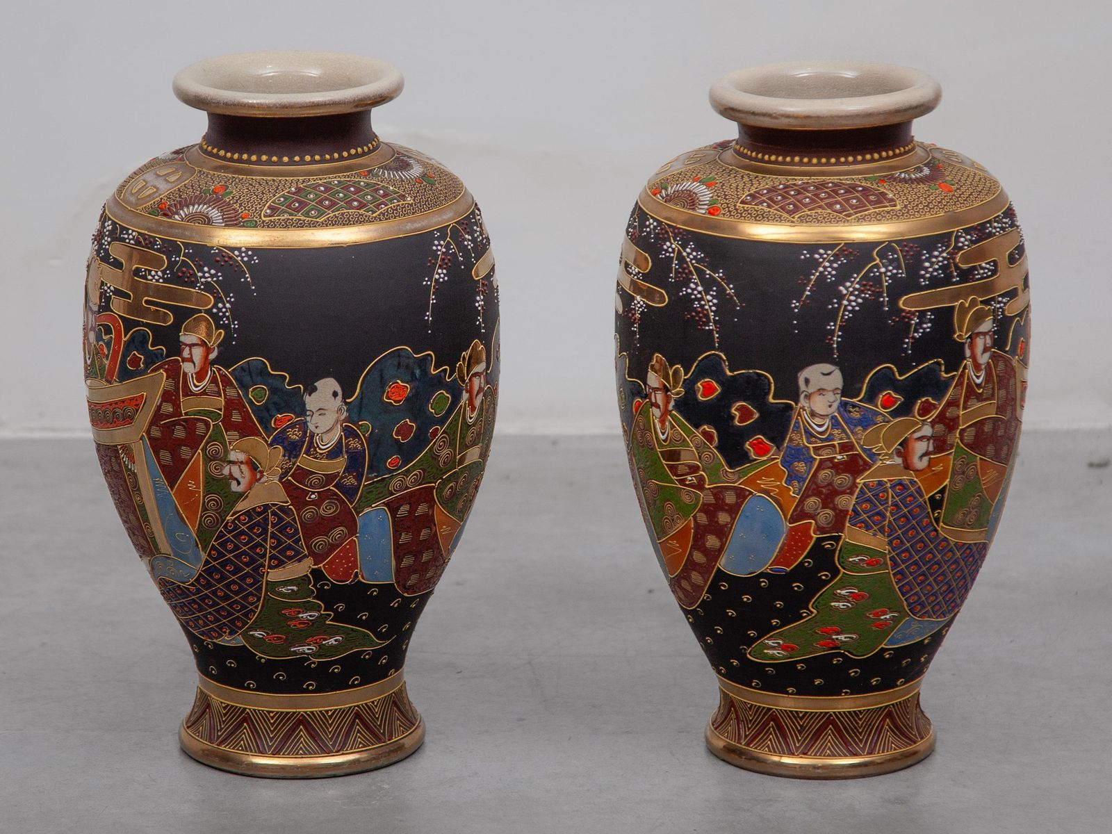 Set Of Two Satsuma Vases, Japan, 1920 photo 1758.0