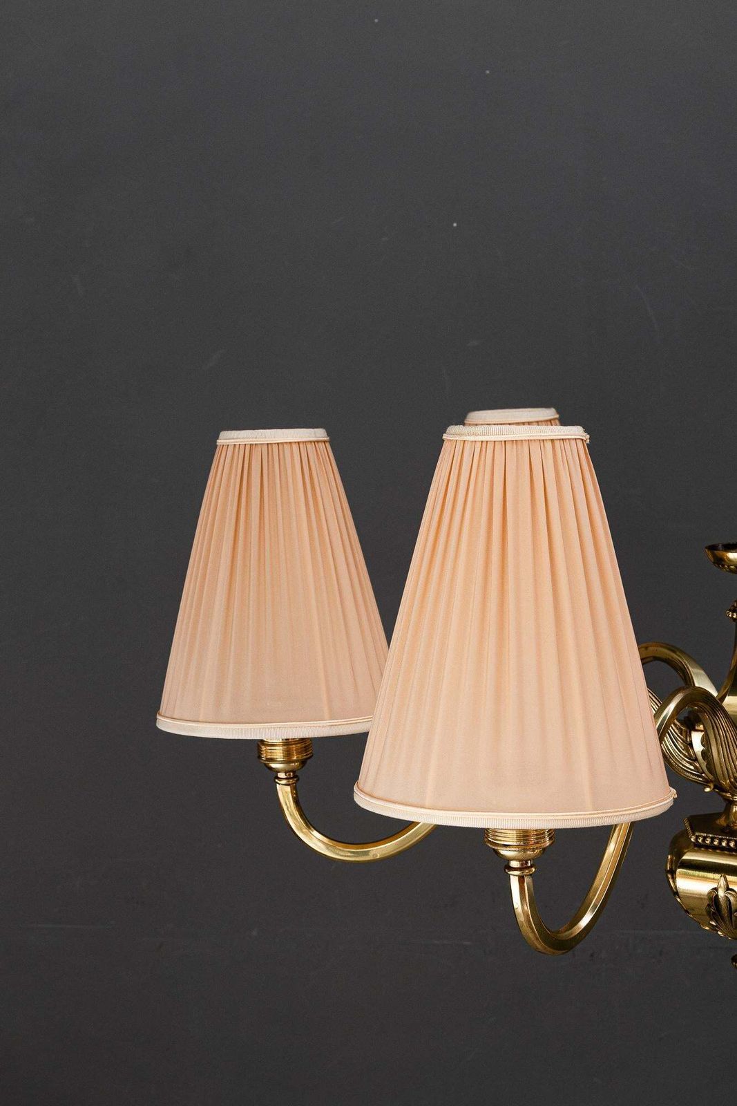 Art Deco Chandelier With Fabric Shades Vienna Around 1920s photo Lighting