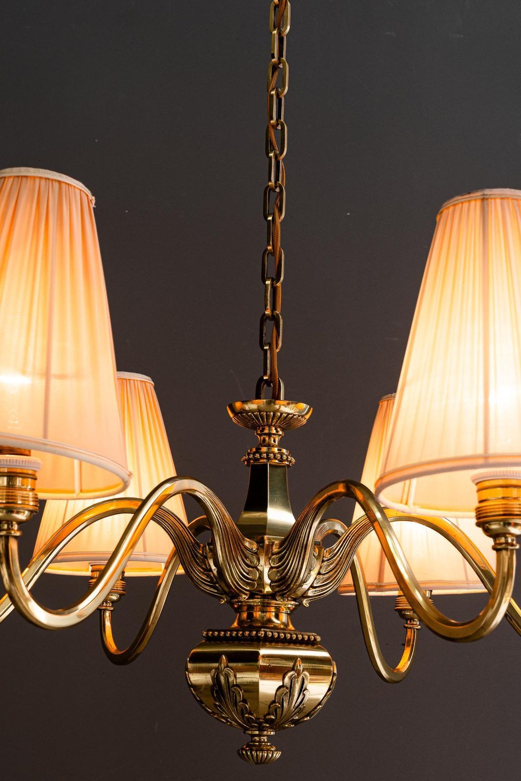 photo vinterior Art Deco Chandelier With Fabric Shades Vienna Around 1920s