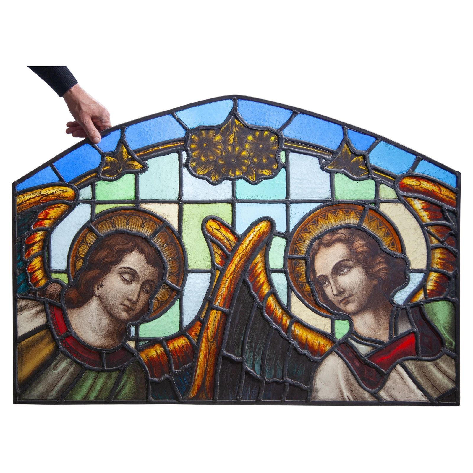 Religious Antique Stained Glass Window 19th Century