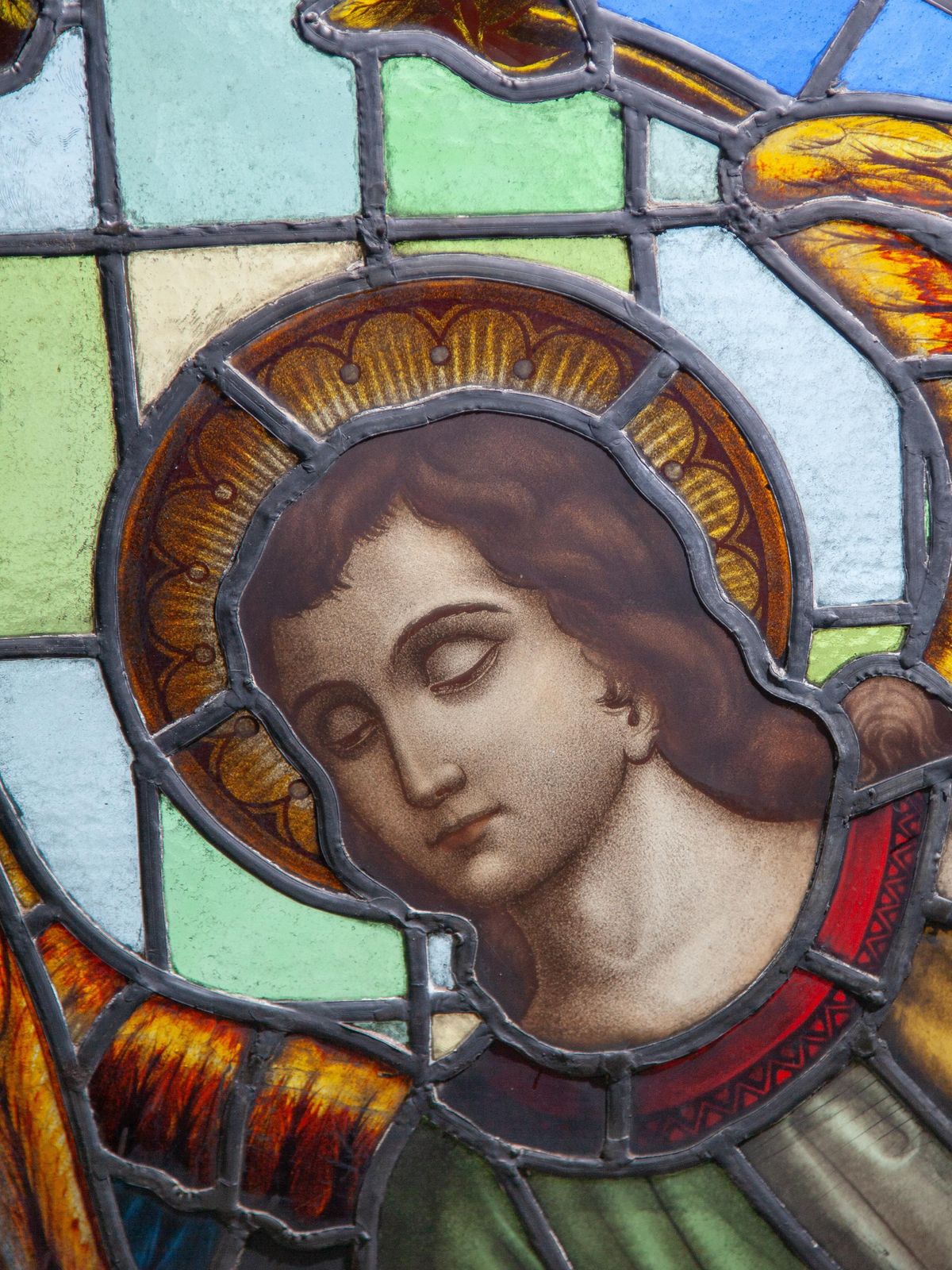 Religious Antique Stained Glass Window 19th Century photo furniture